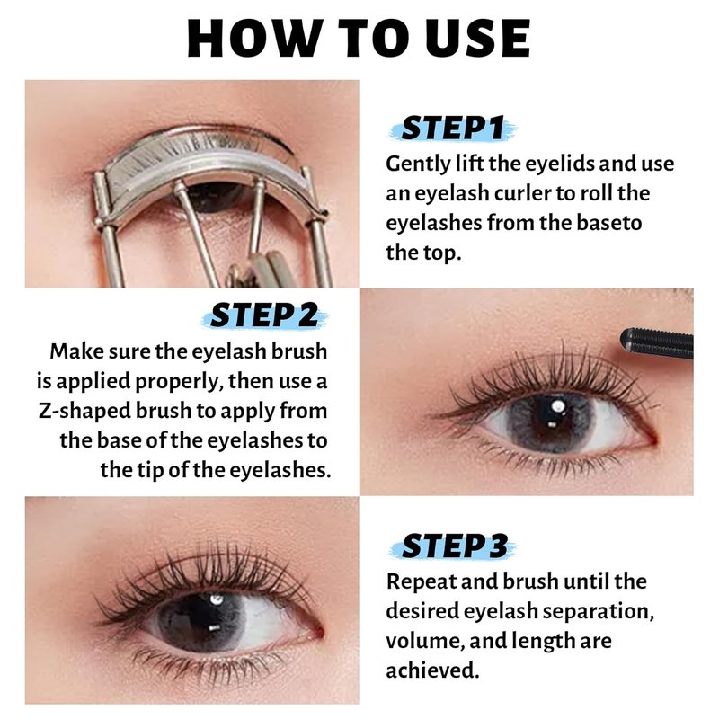 Black Curling Iron Mascara - Lash-Lifting & Volumizing, Smudge-Proof, Long-Lasting Eyelash Makeup | Perfect for Dramatic Lashes