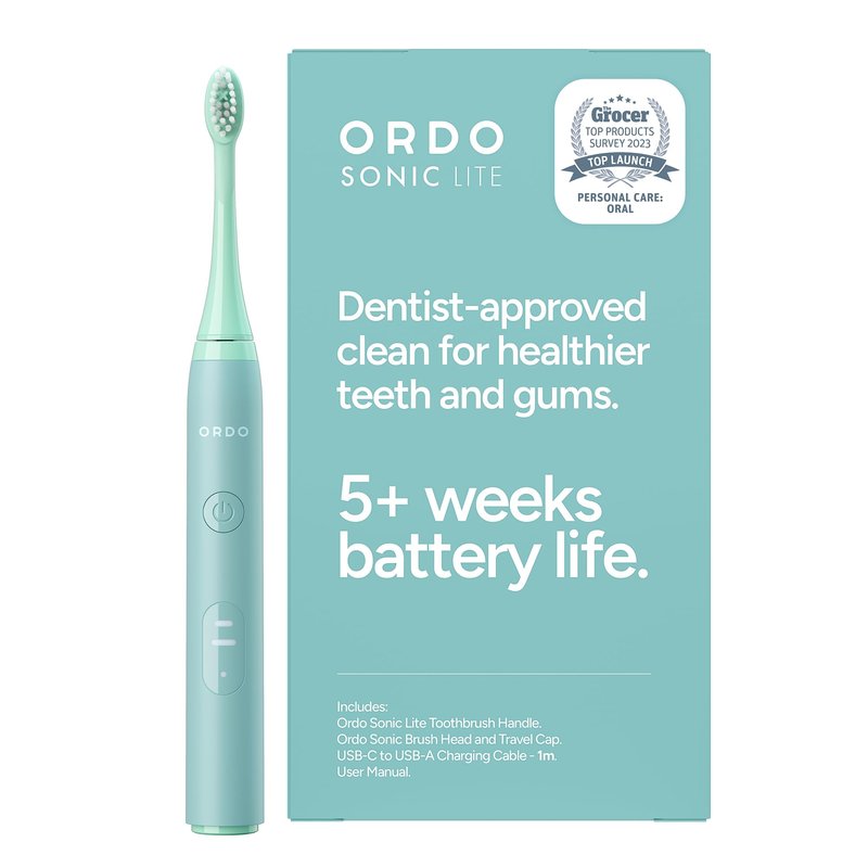 ORDO Lite Sonic Toothbrush, Electric Toothbrushes with 35,000 Pulses Per Min, Dual Modes, Over 5 Weeks Battery, Smart Timer, Waterproof, USB C, Sage