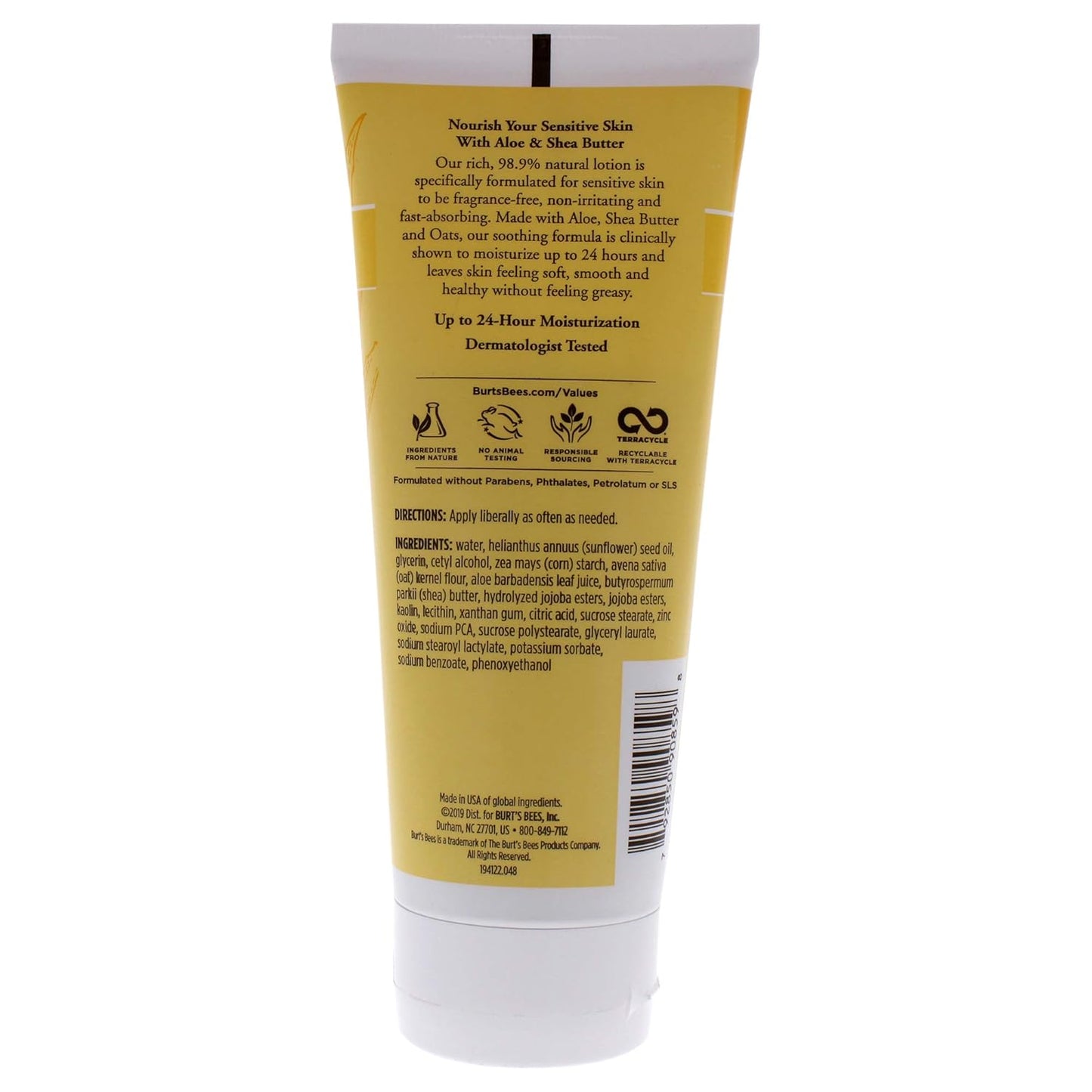 Burt's Bees Aloe & Shea Butter Body Lotion - Gentle Formula for Sensitive Skin | 6 Oz, Pack of 3
