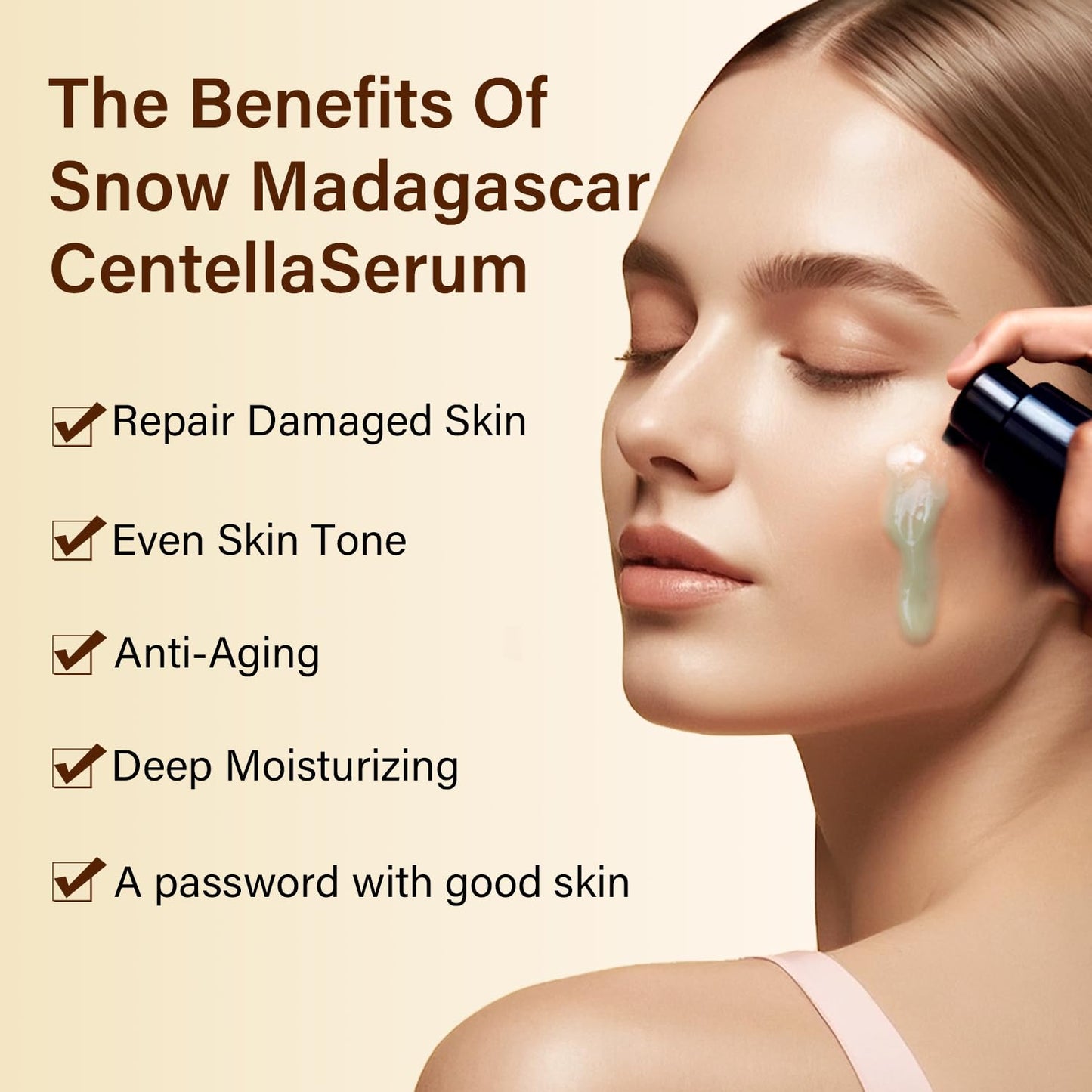 Madagascar Centella, Facial Serum for face, Natural Extraction of Bakuchiol, Centella Asiatica Extract for Soothing Sensitive& Acne-Prone Skin, for Scars, Moisturizing& Firming- 45ml