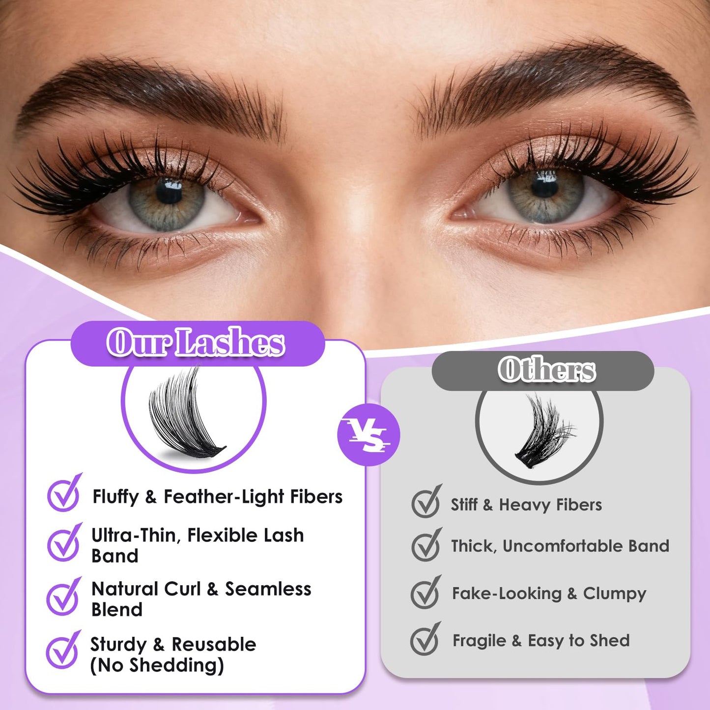 Lash Clusters Kit 640pcs 30D 40D 50D 60D D Curl 9-16mm Individual Lashes Fluffy Wispy Lightweight Thin Band DIY Eyelash Extensions with Bond and Seal + Tweezers for Beginners At Home Natural Full Look