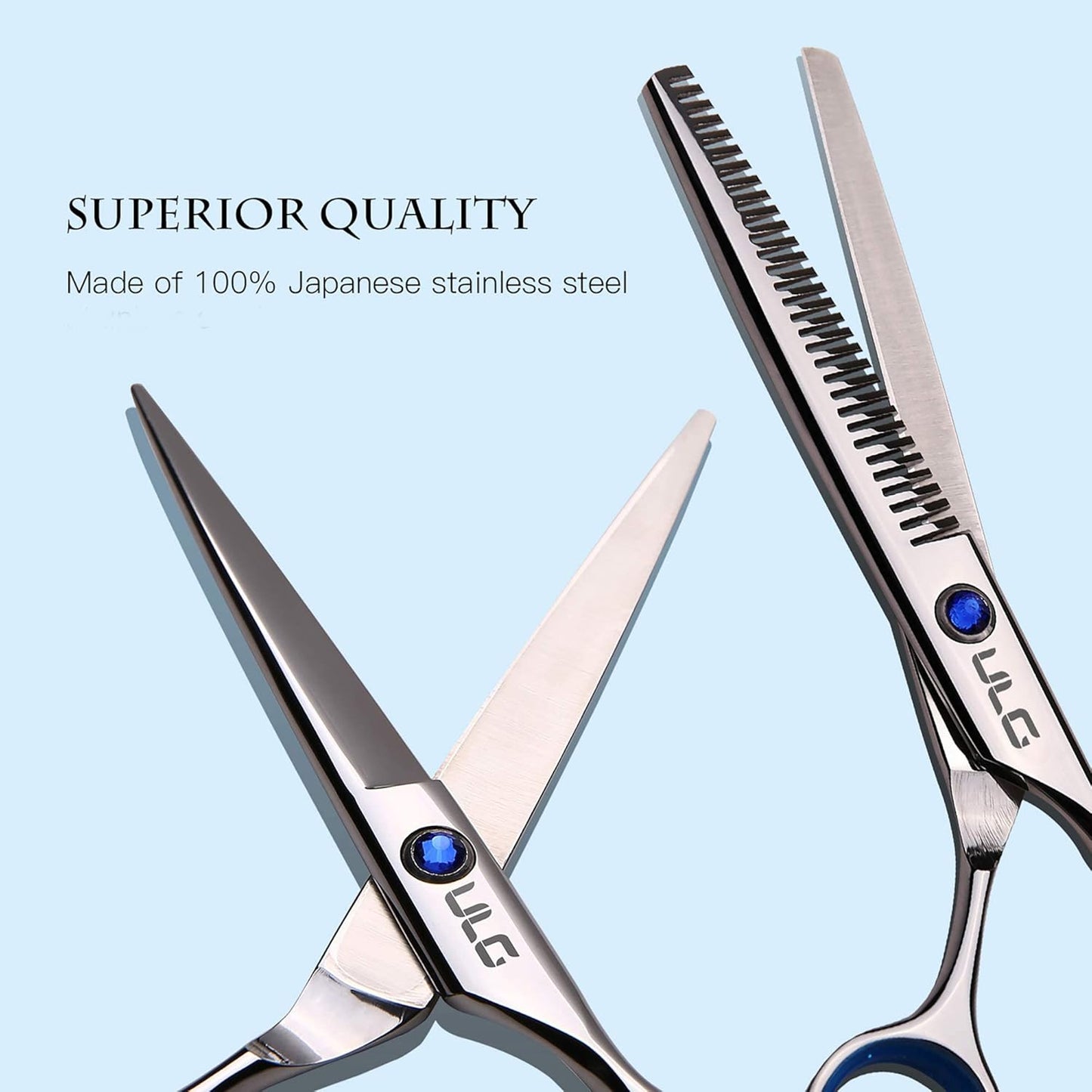Professional Hair Cutting Scissors Kit - Japanese Stainless Steel Thinning Shears | 6.5 Inch Razor Edge