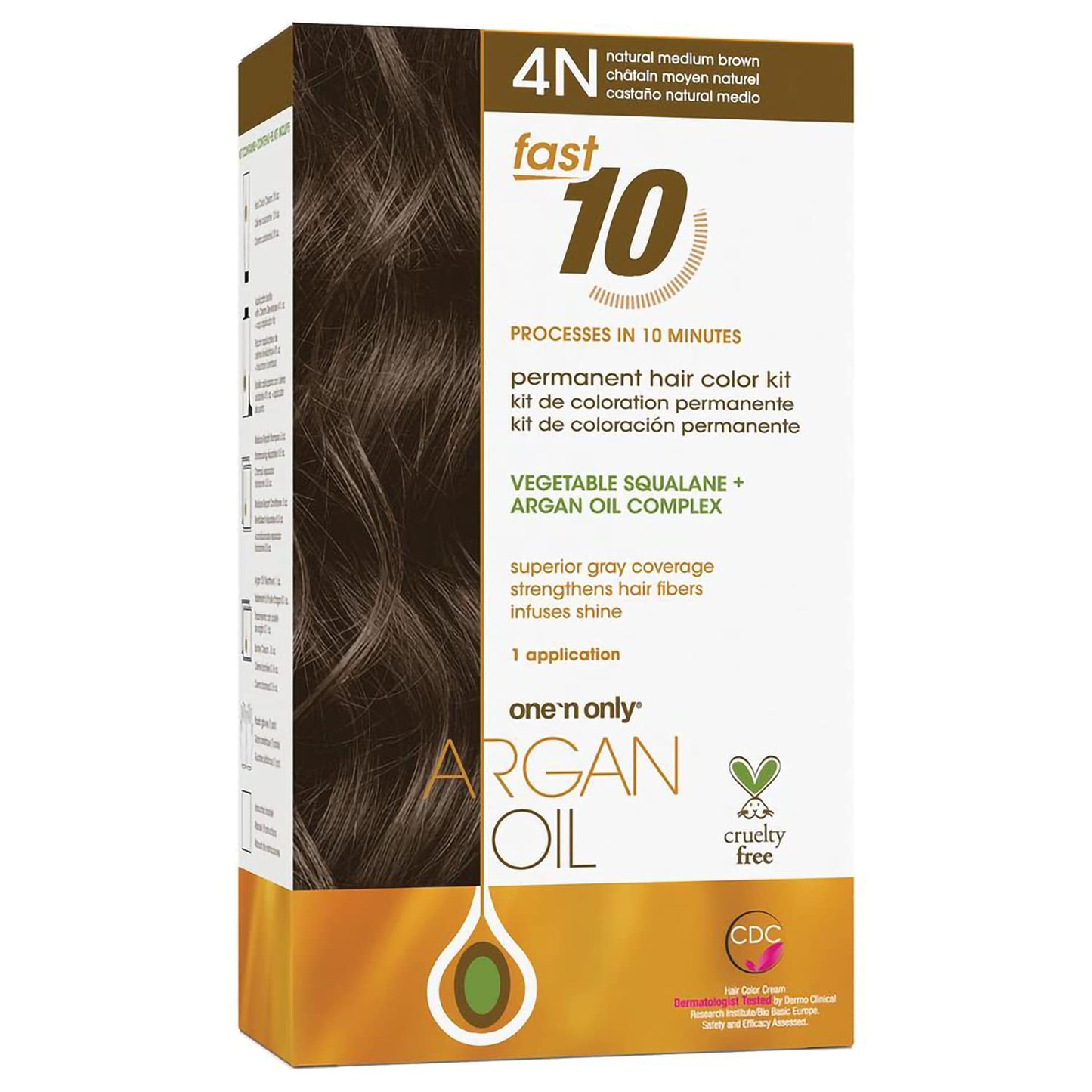 One 'N Only Fast 10 Hair Color Kit - Argan Oil Hair Dye for Women | 4N Medium Brown, Moisture Balance & Natural Tones