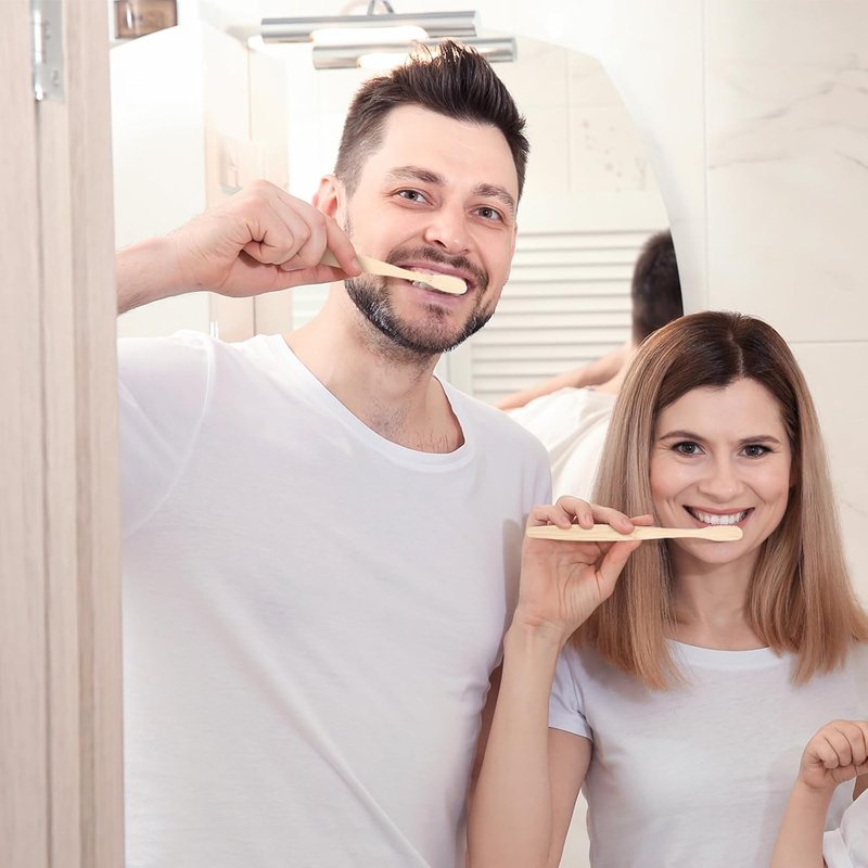 Bamboo Toothbrushes - 200 Pcs Soft Bristles Manual Teeth Brushes | Eco-Friendly Travel Set (Black, Pink, Green, Blue)