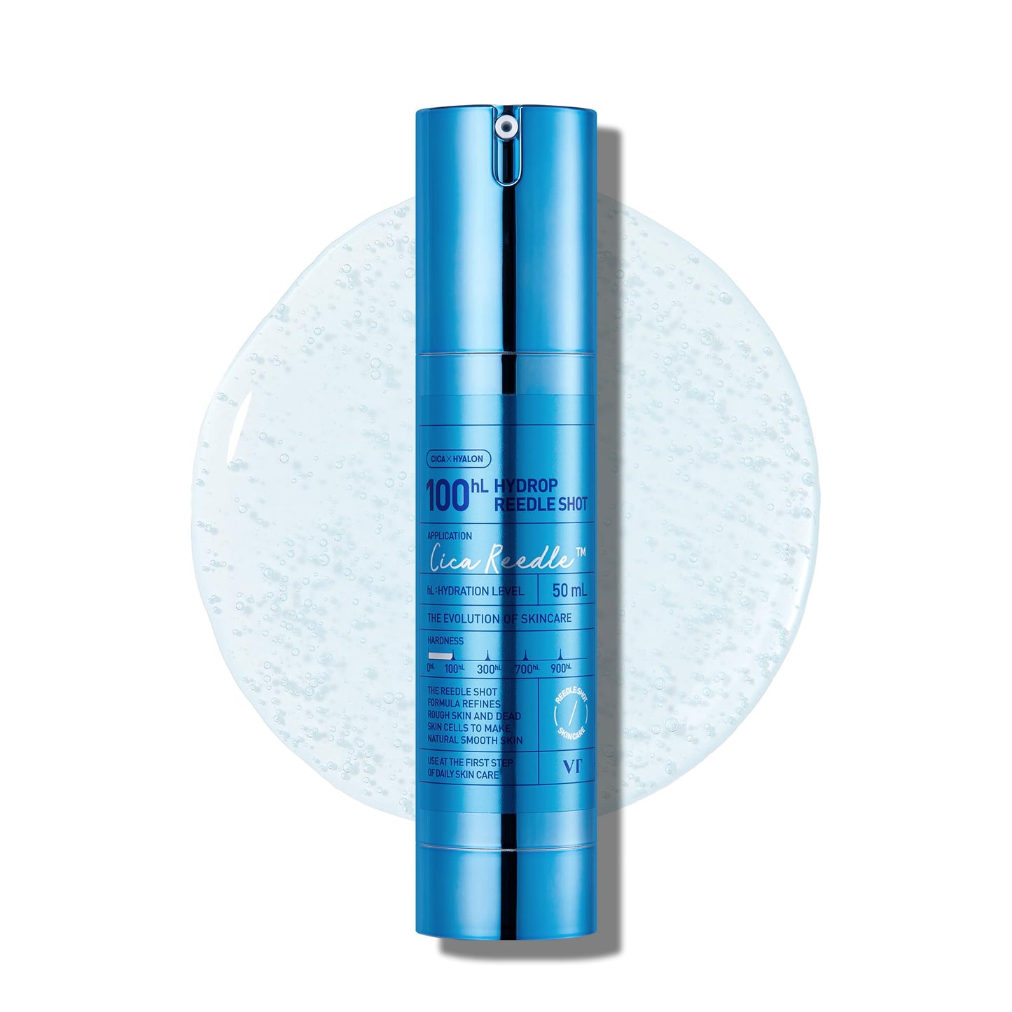 VT COSMETICS Hydrop Reedle Shot 100 Serum with Hyaluronic Acid & Hydrating Exosome Microneedling Formula, Korean Skin Booster, 1.69 fl oz(50ml)