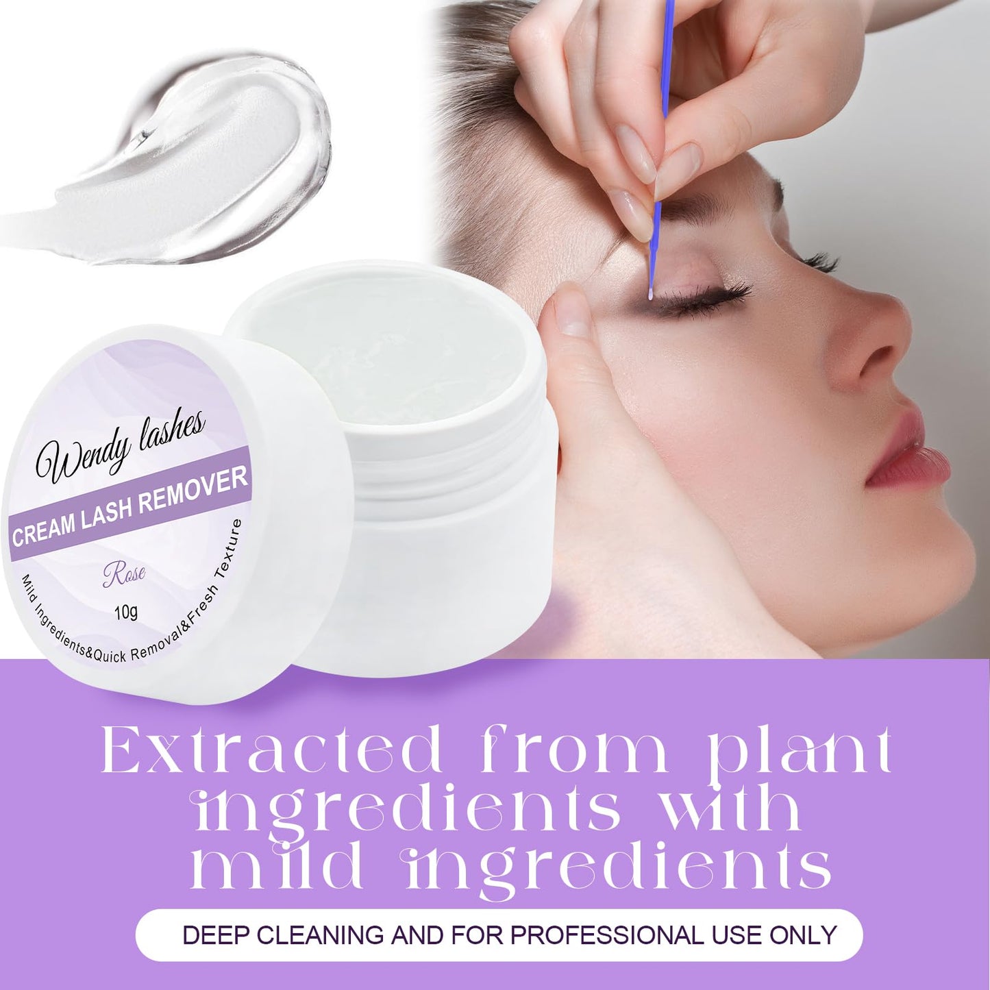 Lash Extension Remover Cream Eyelash Extension Remover Low Irritation Dissolves Powerful Eyelash Glue Remover for Salon Lash Glue Remover(Rose 10g)