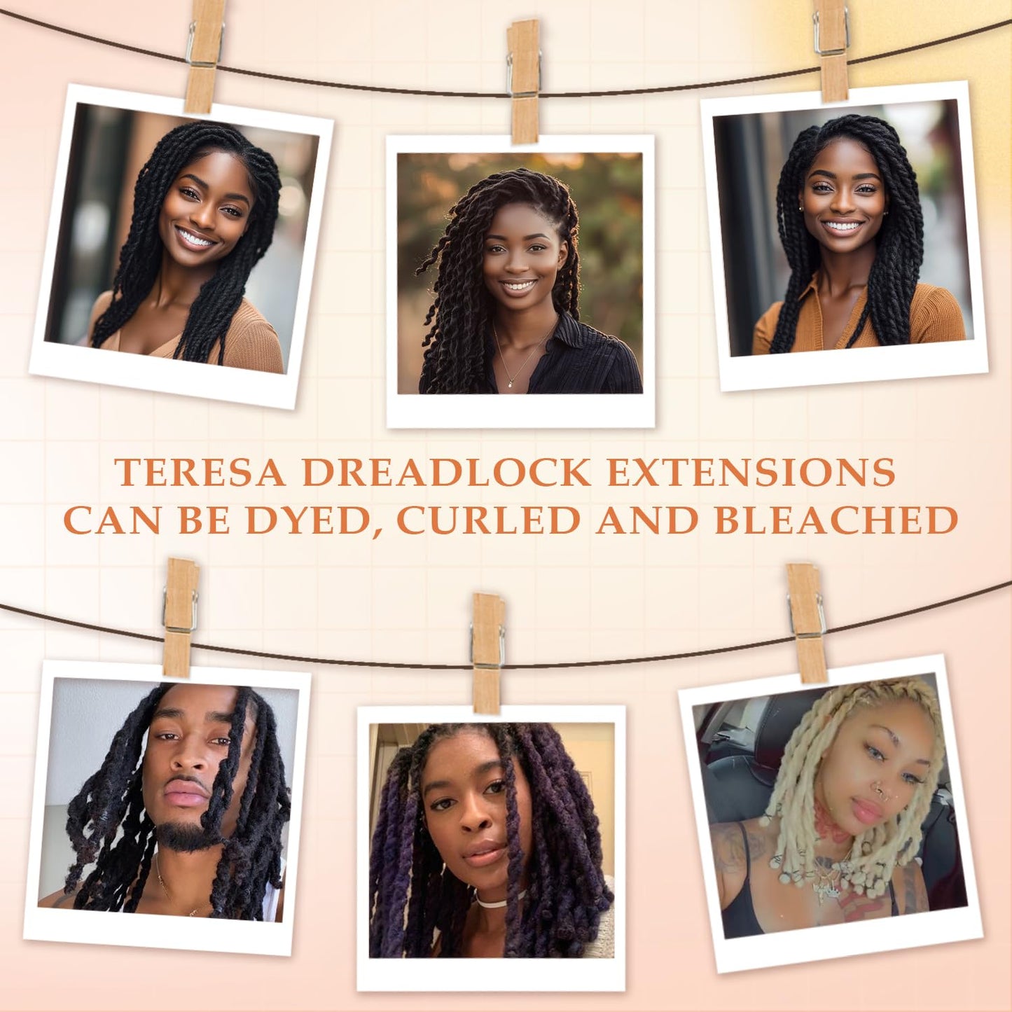 Teresa 0.6cm Width Starting Locs with Two Strand Twists Human Hair Dreadlocks Styled Retwisting Starter Loc Extensions Human Hair For Men and Women (1B/10 Strands, 10 Inch)