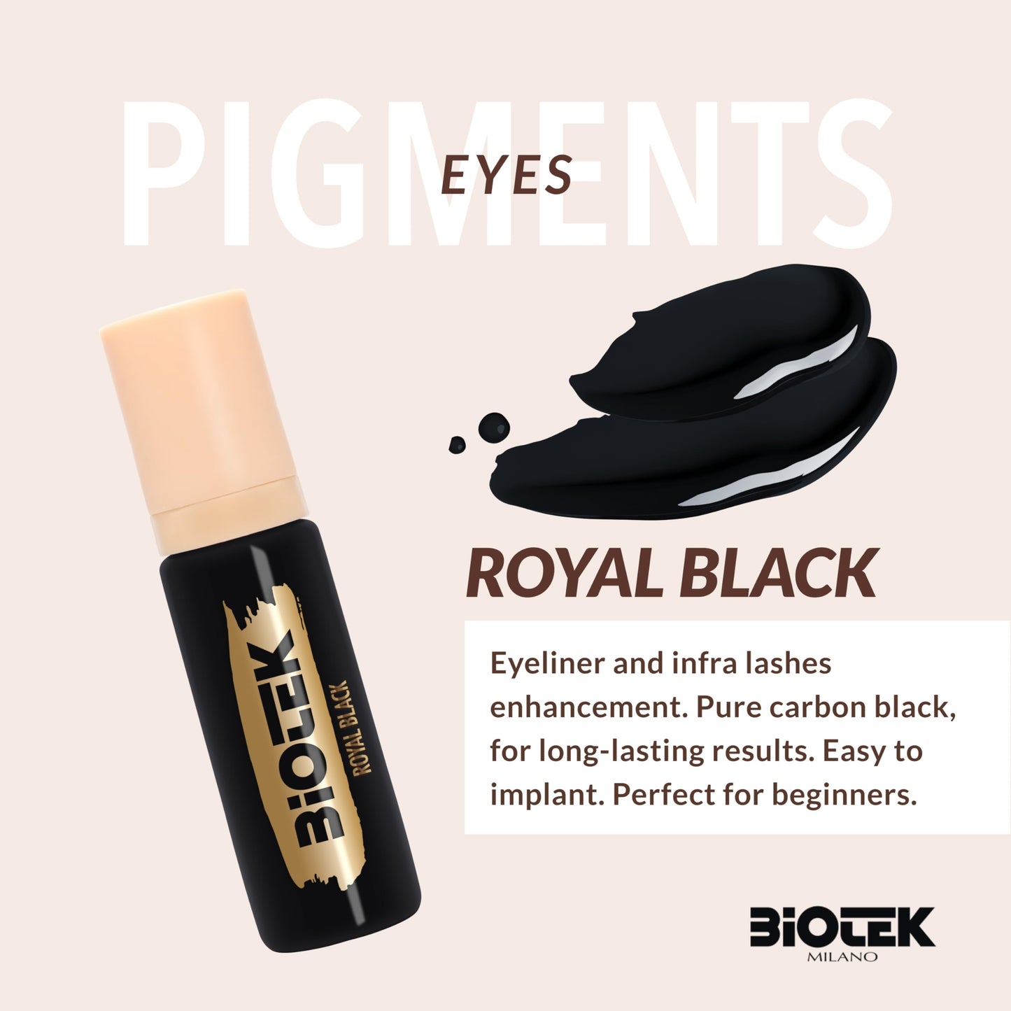 Eyes Pigment for Permanent Makeup - Intense Black Color for Eyes and Eyeliner - Made in Italy - Royal Black 0,61 fl.oz.