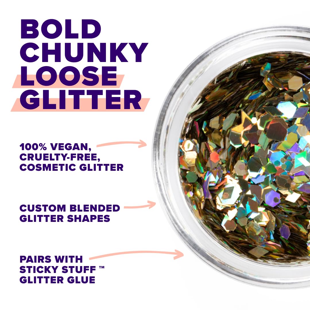 UNICORN SNOT Macro Face & Body Glitter | Cosmetic Grade Large-Particle Loose Glitter | Safe for Face, Easy Application & Removal - Solar (Gold)