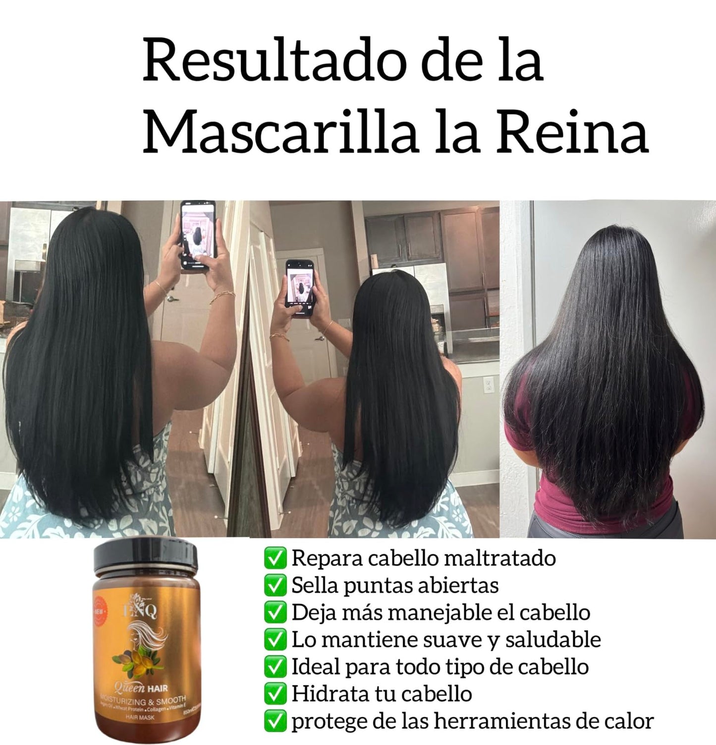 Keratina Capilar La Reina Del Cabello La Niquereña 850ML – Hidratante y Reparadora | Brillo, Suavidad, Antifrizz y Protección Térmica | Para Todo Tipo de Cabello