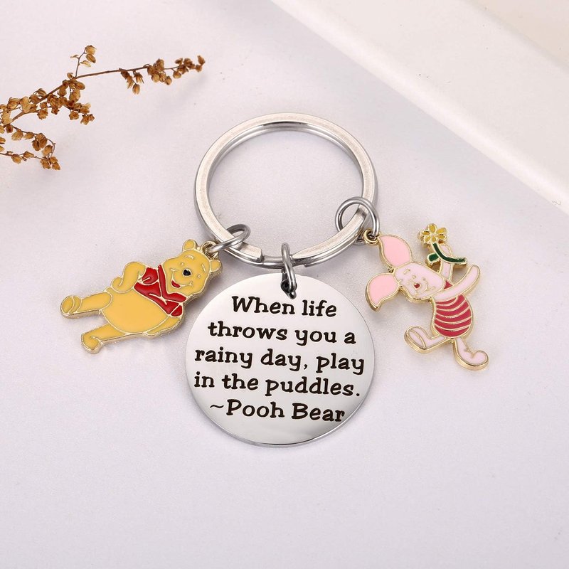 Pooh Bear Piglet Keychain - Cute Party Decor & Inspirational Gift | Perfect for Rainy Days
