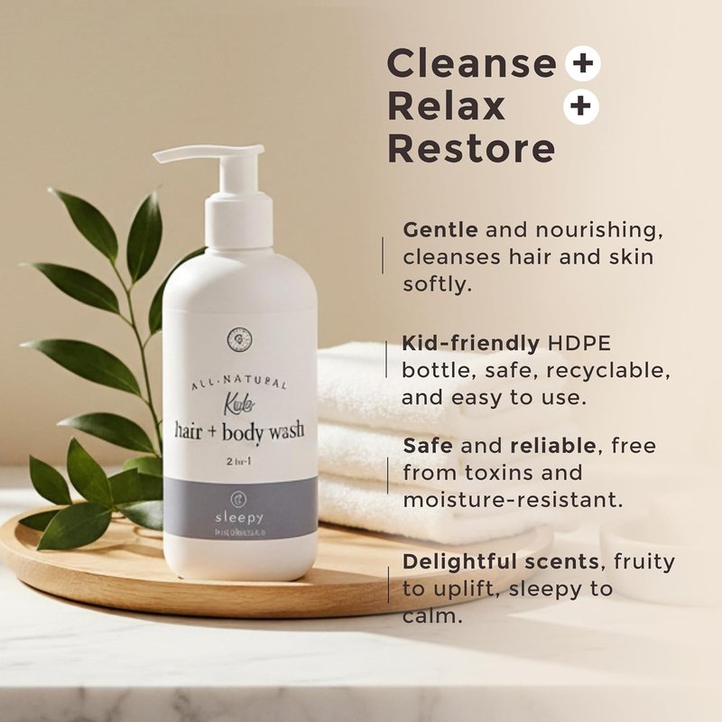 Rowe Casa Organics 2-in-1 Kids Hair & Body Wash - Relaxing Floral Scent with Therapeutic Essential Oils | 16 Fl. Oz