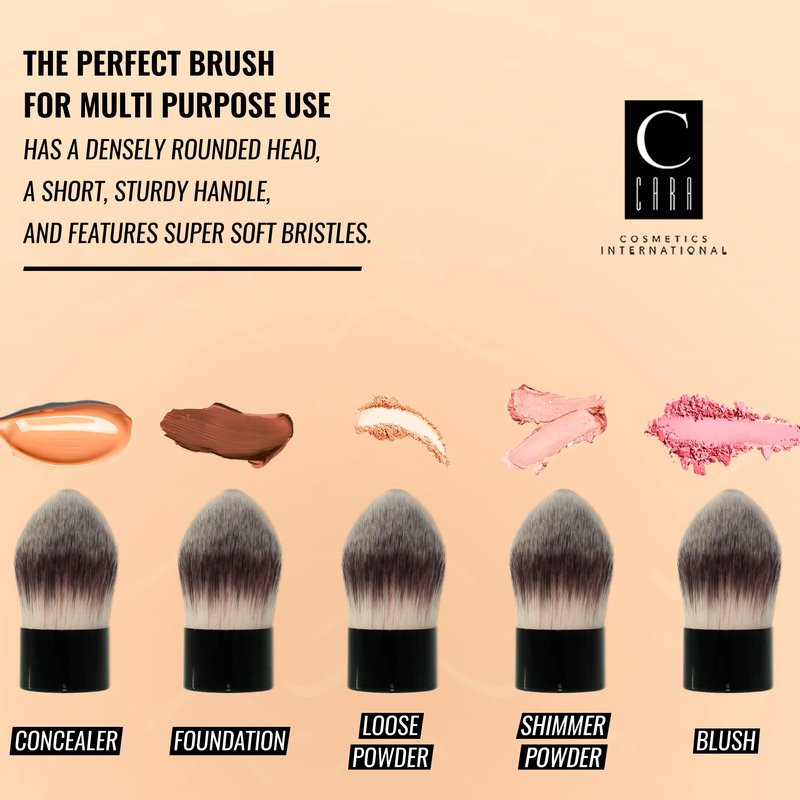 CARA Cosmetics Kabuki Brush #17 - Compact Makeup Face Brush, Blending Brush for Loose Powder, Blush, Foundation. Bronzer & Liquid Makeup, Seamless Retractable Blush Brush, Flawless Travel Makeup Brush