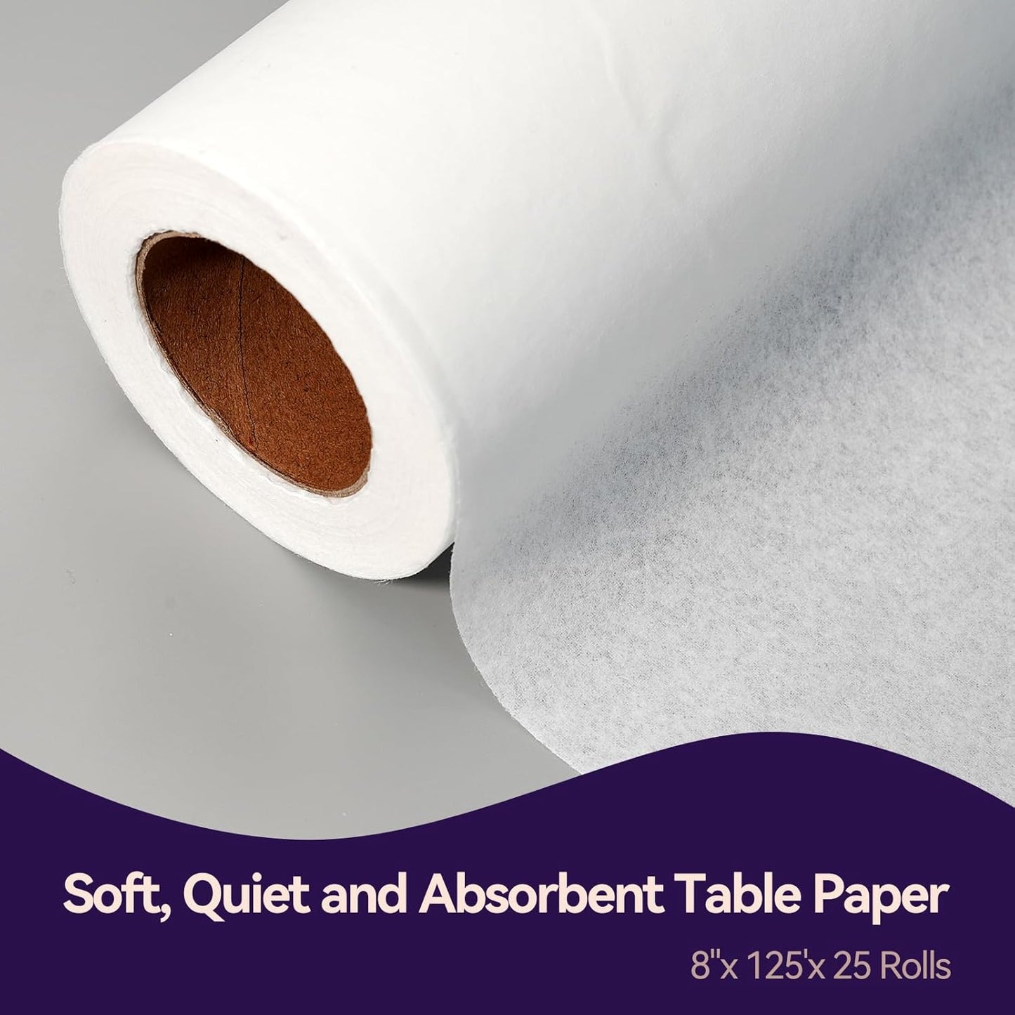 Headrest Rolls - 8.5" x 125' White Crepe Disposable Face Cradle Spool for Medical & Chiropractic Use