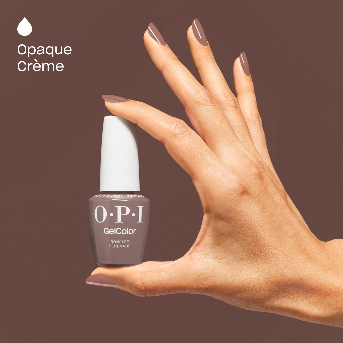 OPI GelColor Bonfire Serenade | Opaque Dark Neutral Cool Brown Crème LED Cure Gel Nail Polish | Salon-Quality Shine, Long-Lasting Wear | Vegan & HEMA Free | 0.5 Fl Oz