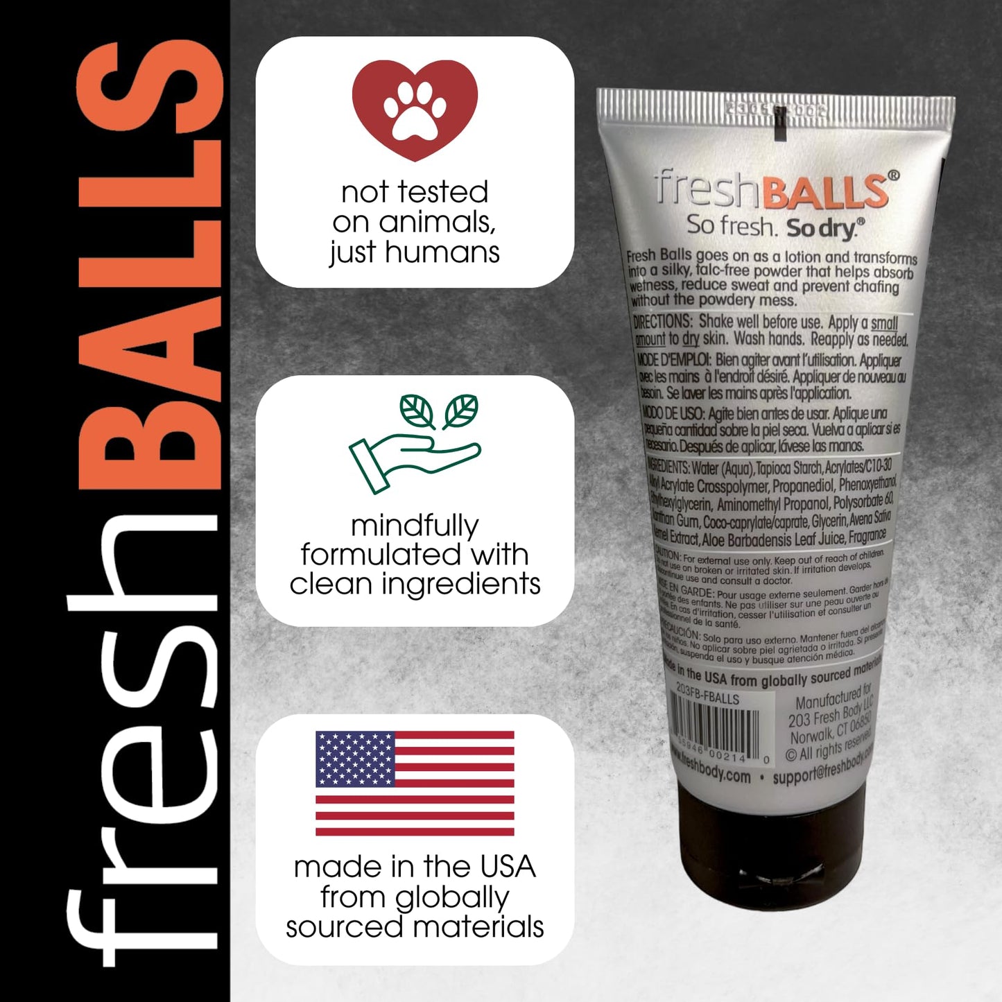 Anti-Monkey Butt Anti-chafing Powder & Fresh Balls Cream - Men's Lotion to Powder Ball Deodorant, 3.4oz - Anti-Friction No Sweat Bundle