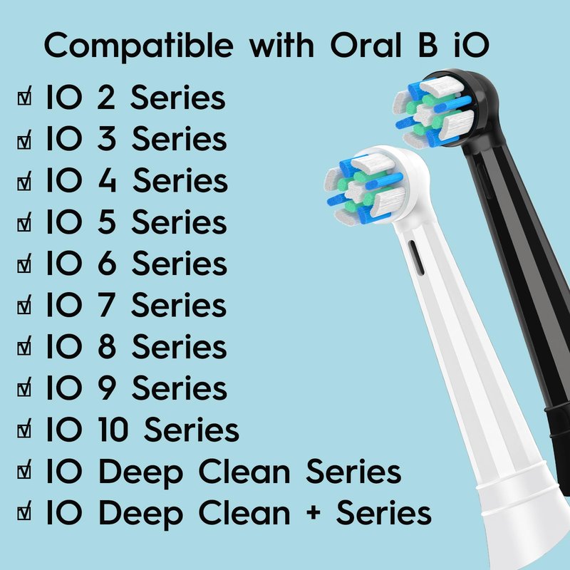 8 Pack IO Replacement Heads Compatible with Oral B IO 2/3/4/5/6/7/8/9/10/Deep Clean Series Electric Toothbrushes, Brush Heads Compatible with Oral B iO (Black/White)