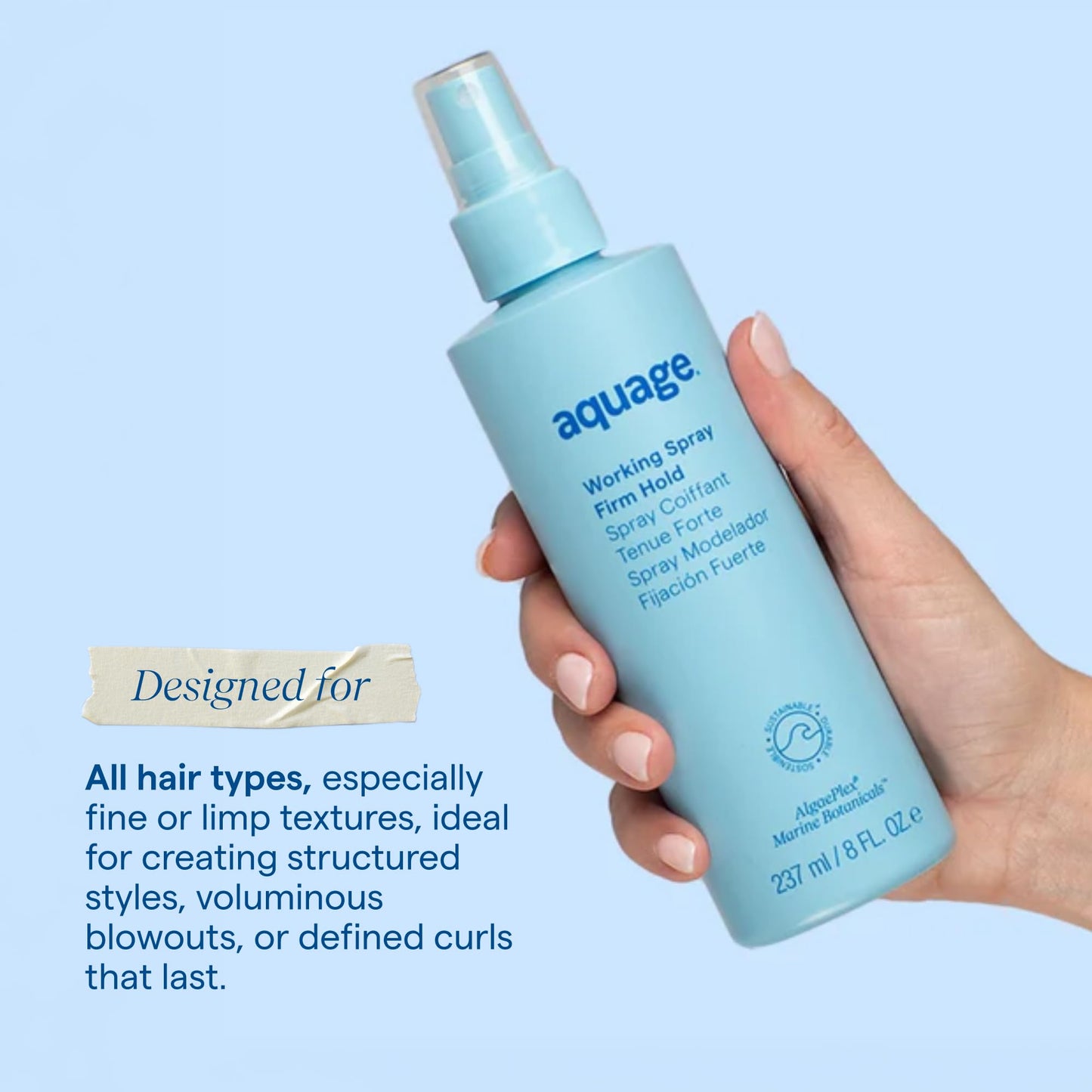 Aquage Working Hair Spray - Firm Hold, Non Aerosol Hairspray for Women - Volumizing Styling Spray for Thermal Protection and Long Lasting Hold (8 oz)