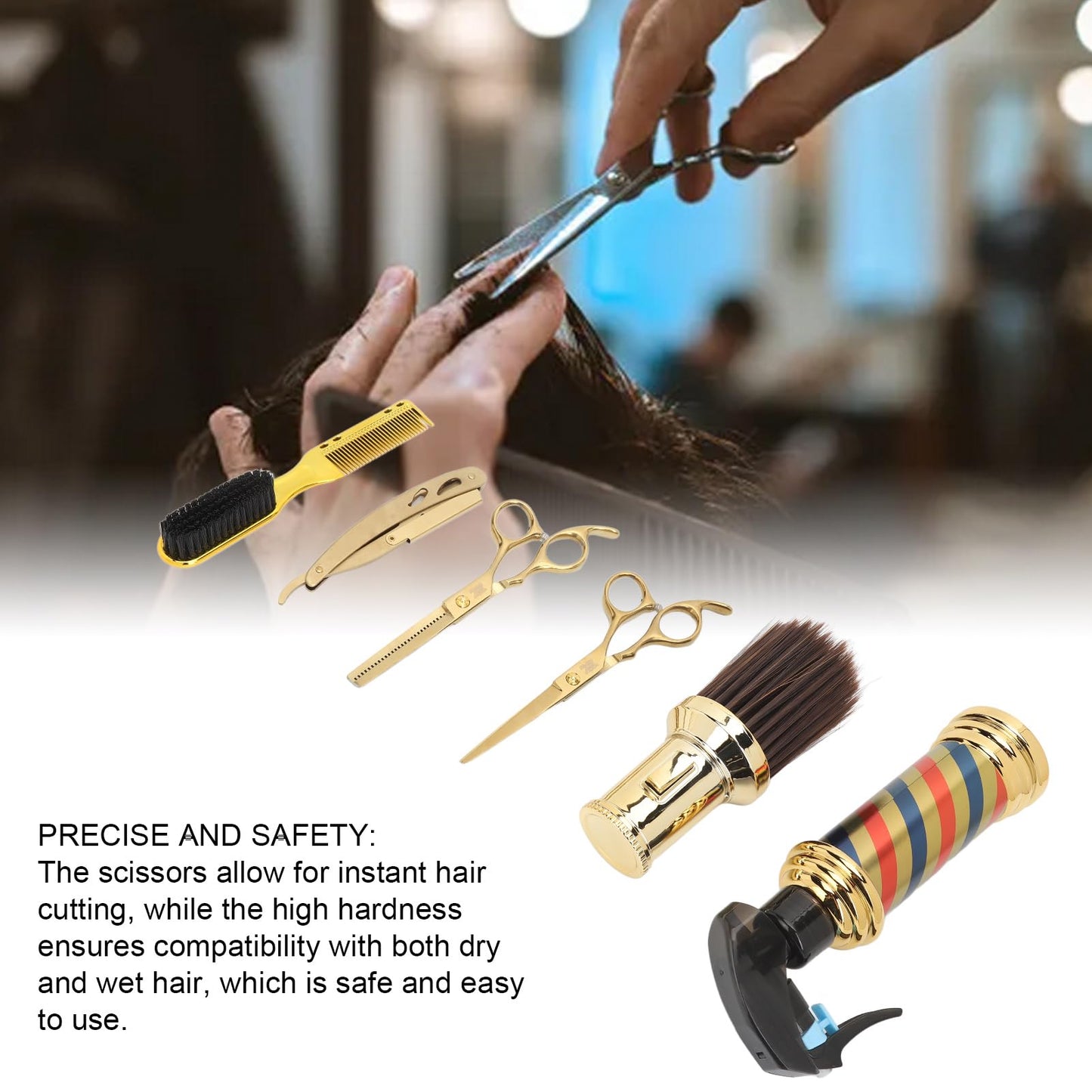 6pcs Hair Cutting Scissors Kit, Salon Haircut Scissors Barber Shears Set with Cutting Thinning Scissors Comb Spray Bottle, Hairdressing Shears Set for Men Women at Home or Salon, Wholesale Business
