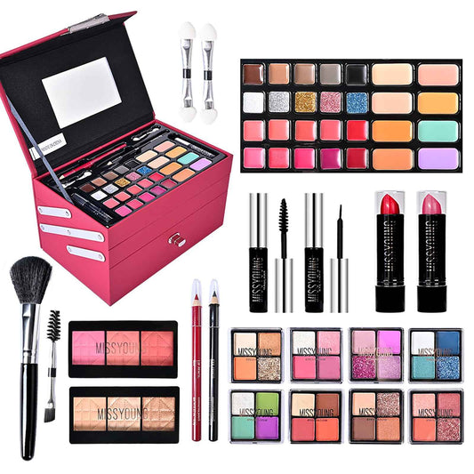 FantasyDay All in One Makeup Kit for Women Full Kit Girls Makeup Gift Sets Xmas Essential Bundle Include Eyeshadow Palette Lipstick Blush Concealer Eyeliner Mascara Foundation Brush Eyebrow Pencil