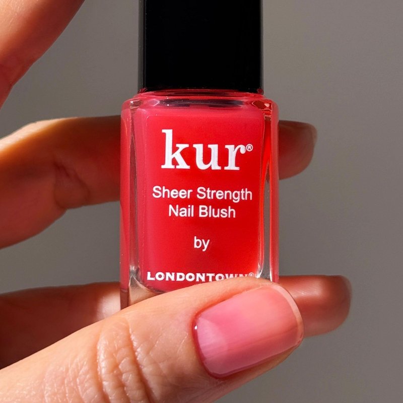LONDONTOWN Sheer Strength Nail Blush - 2-in-1 Tinted Nail Hardener Strengthening Treatment With Jelly Finish, Poppy, 0.40fl oz