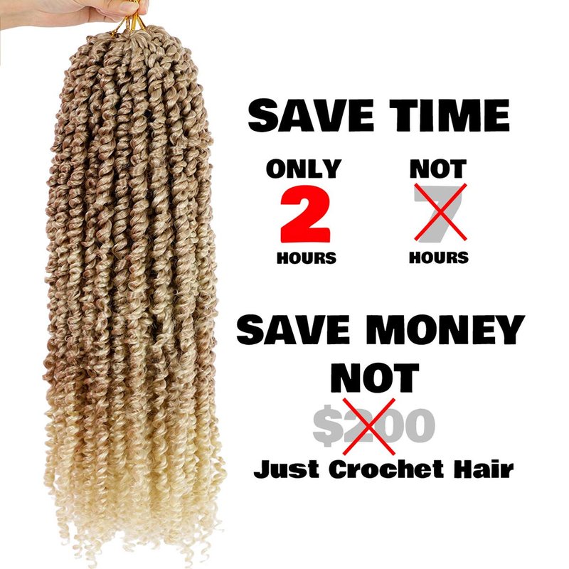 5Packs(115g/pack) Ombre Blonde Pretwisted Passion Twist Corchet Hair 22inch Pre-Looped Long Passion Twist Bohemian Curly Synthetic Braiding Hair Extensions(15strands/pack,T27/613#)