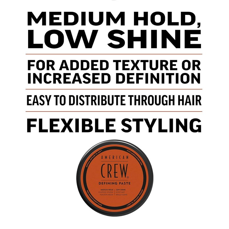 American Crew Men's Hair Defining Paste - Medium Hold, Low Shine | 3 Oz (Pack of 2)