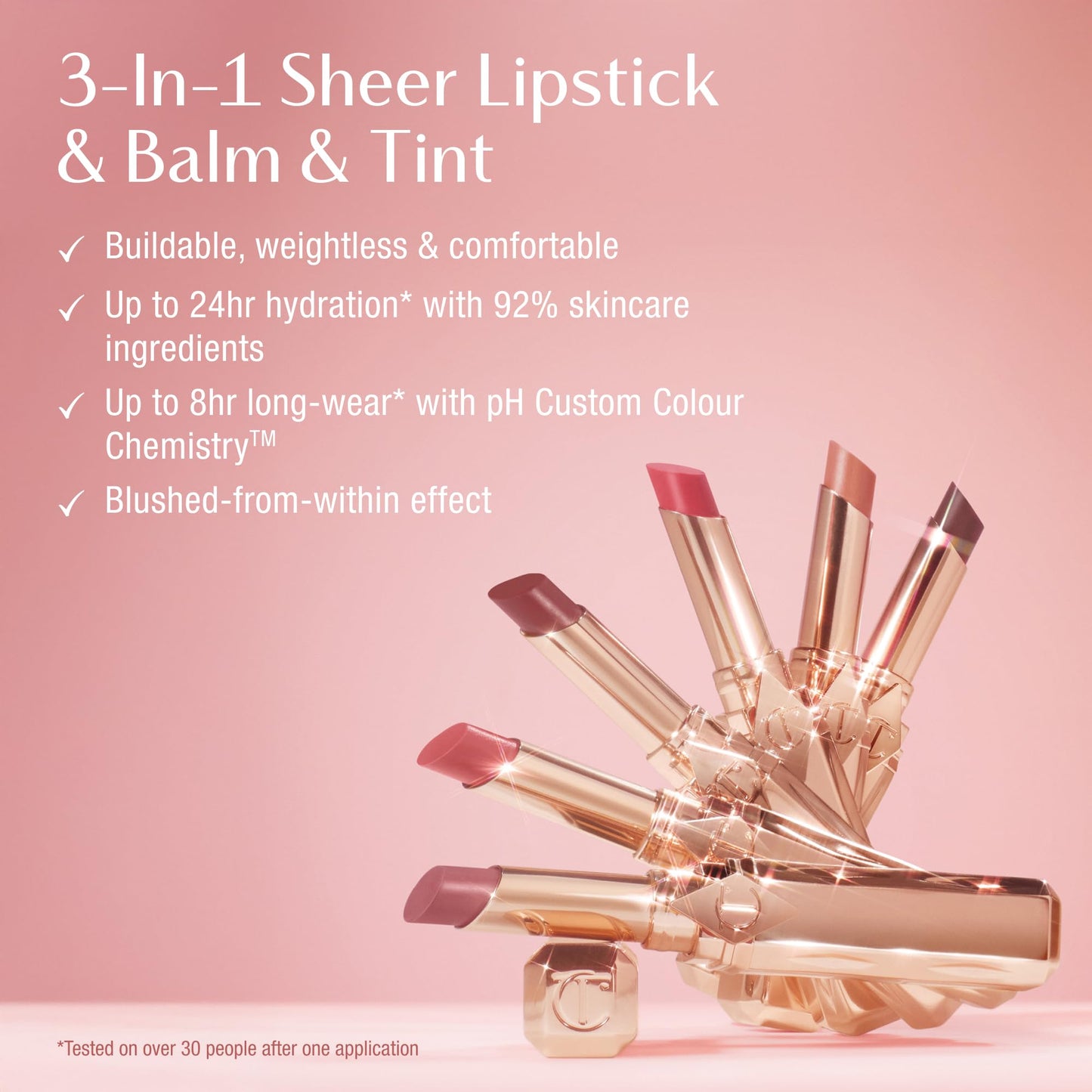 Charlotte Tilbury Pillow Talk Blush Balm Lip Tint - Long-Lasting, Buildable Sheer Tint with Peptides for Hydrated, Blushed Looking Lips - 24 HR Hydration - Blushed Jam