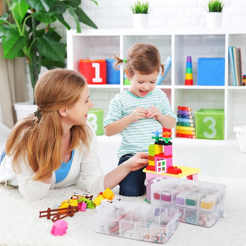 Clear 3-Tier Stackable Storage Container - Adjustable Nail Art Organizer with 30 Compartments | Craft Supply Box