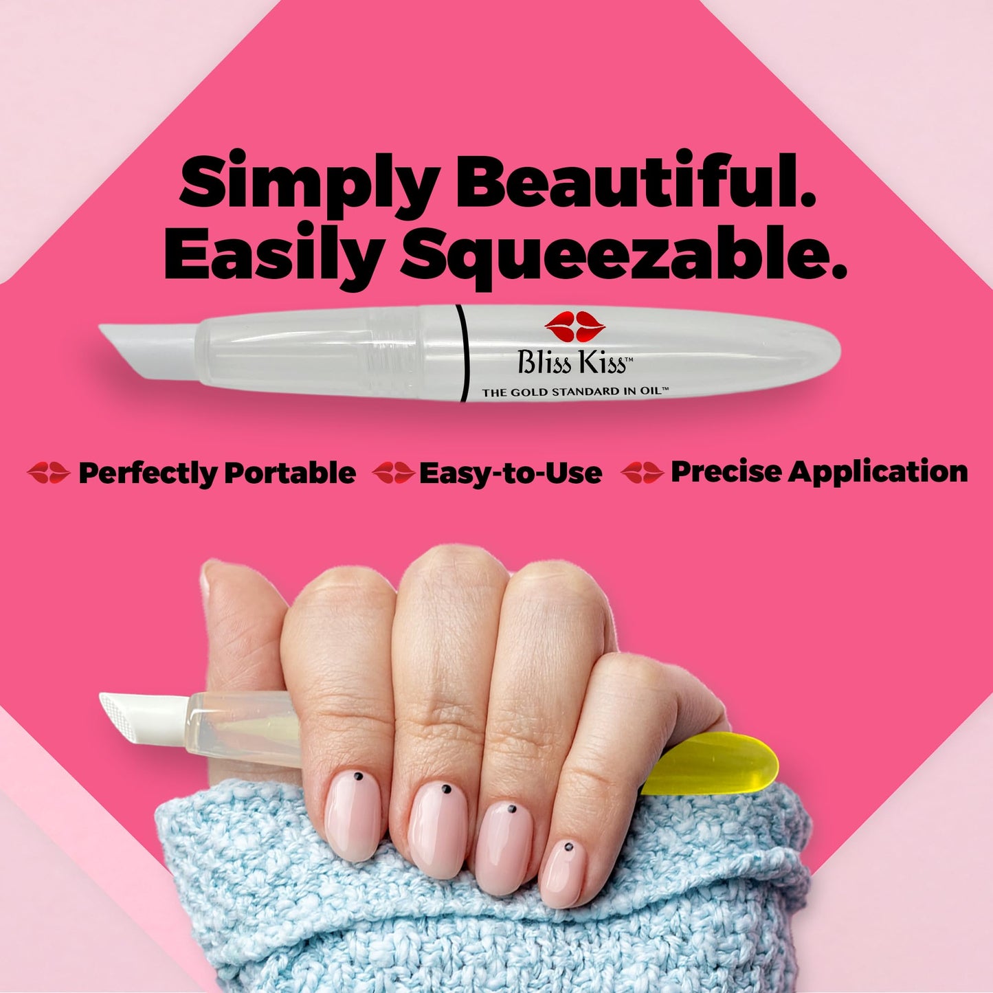Bliss Kiss Empty Squeeze Pen, perfect for holding Simply Pure Nail & Cuticle Oil