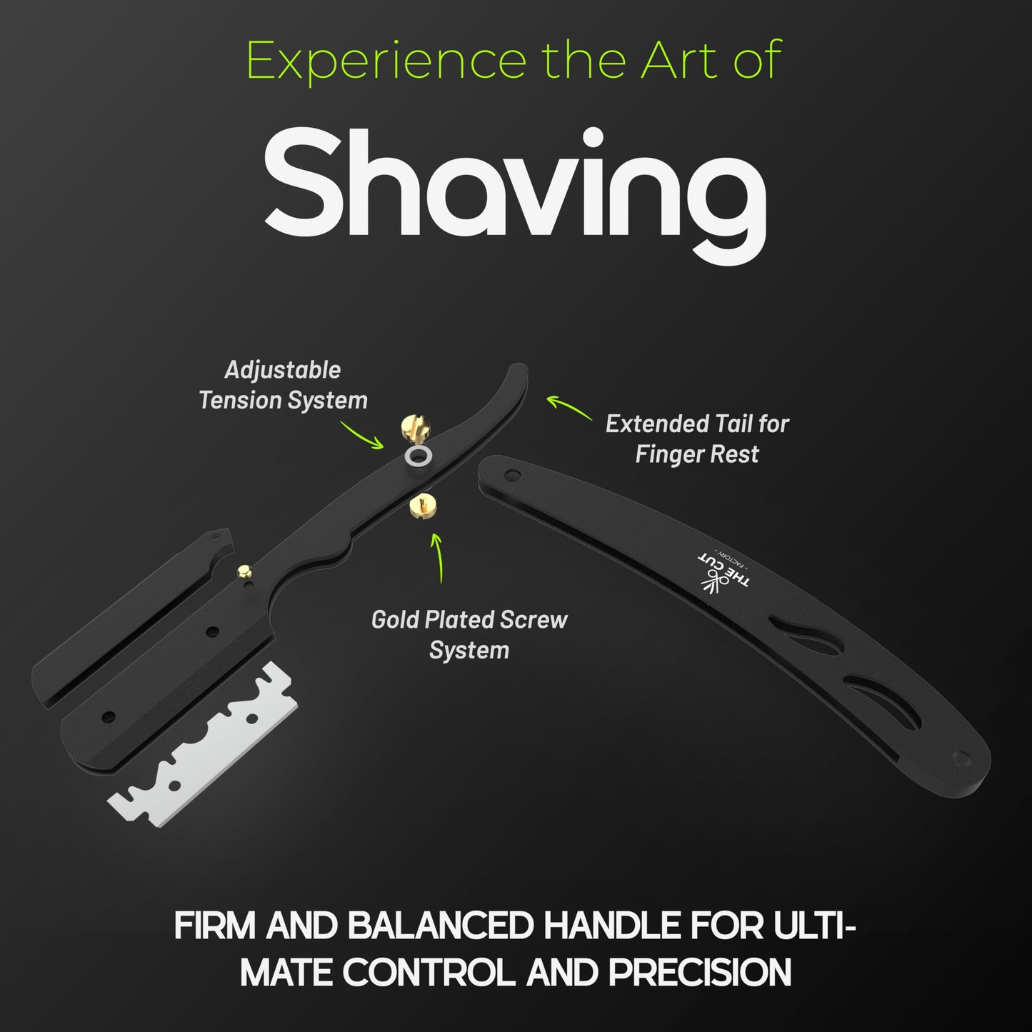 The Cut Factory® Straight Razor for Men Professional Barber Straight Edge Razor for Comfortable Smooth Shave. Gift Box Leather Pouch 20 Single Edge Blades. Our Blades Never Fall