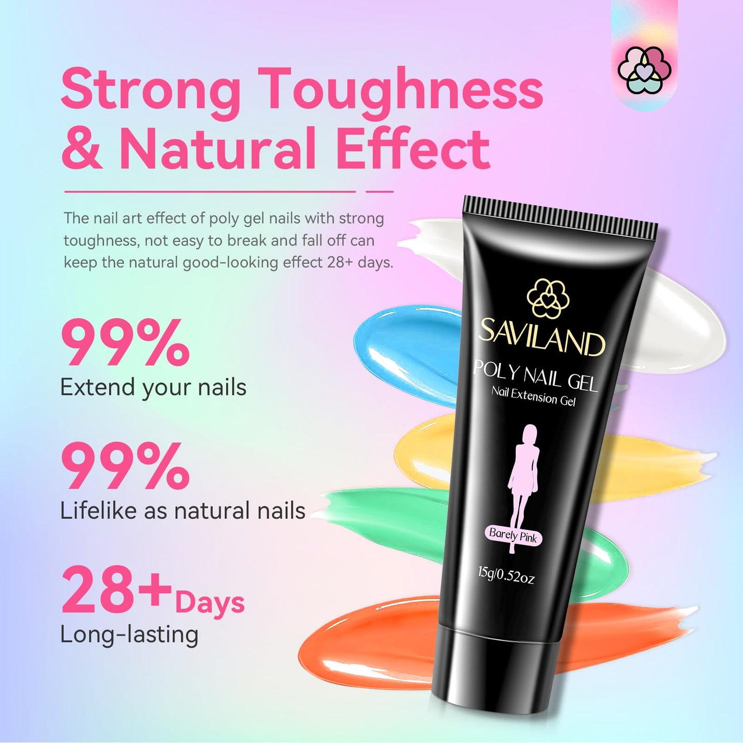 Saviland Poly GEL Nail Colors：20 Colors Nail Extension Gel Kit Bright Rainbow SAVILAND 3 Set Essentials Nail Stand for Press Ons :Powerful Magnetic Nail Holder for Painting Nails Stand Fake Nail Stand