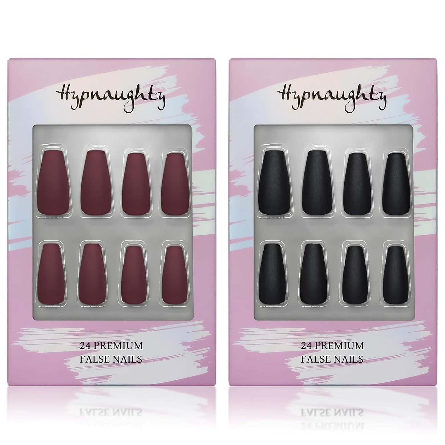 Press On Nails - Maroon Xtreme & Noir Matte Coffin | Trendy, Salon-Quality Reusable Nail Kit