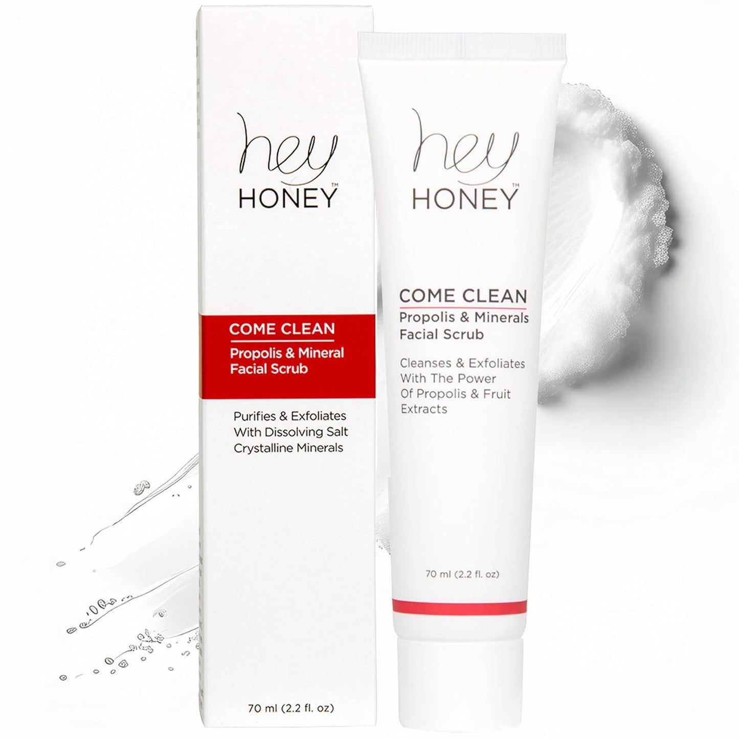 Hey Honey Propolis & Dead Sea Salt Microdermabrasion Facial Scrub - Non-Abrasive Exfoliator for Sensitive Skin | 2.2 oz