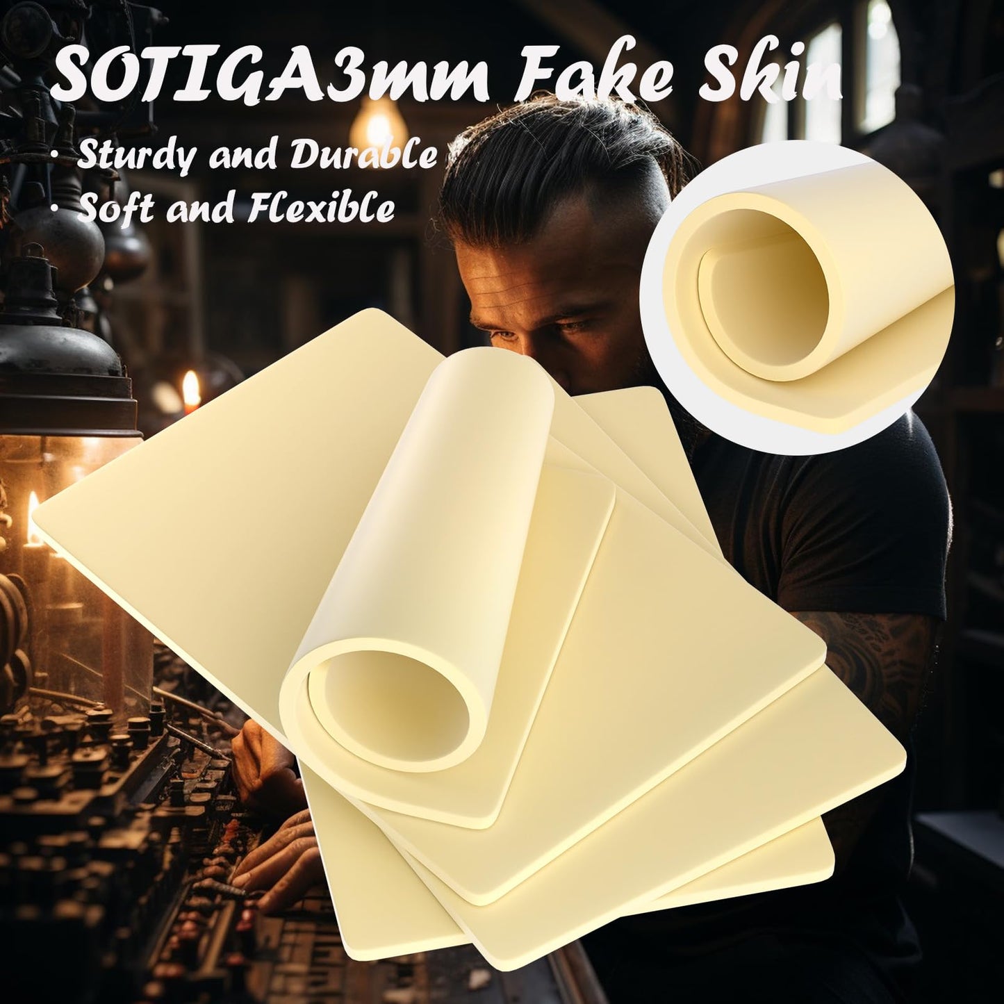 3mm Tattoo Practice Skin, 6Pcs 12x8" 3mm Thick Silicone Fake Skin Blank Double Sides Soft Skin, Tattooing Microblading Eyebrow Lip Practice Sheet for Beginners and Artists (6Pcs I 3mm)