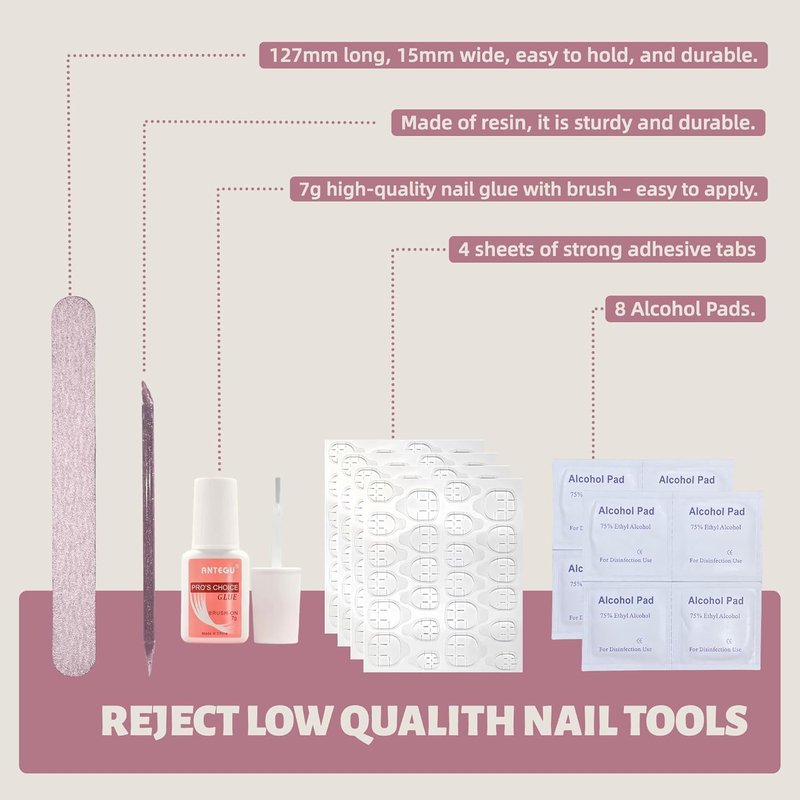 Extra Long Square Press-On Nails - 4 Box Set with 3D Designs | Stylish False Nail Tips for Women | Perfect Gift Idea