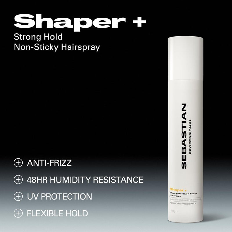 Sebastian Professional Shaper Plus Hairspray, 50% VOC | Humidity Resistant, Extra Hold | 10.6 oz | Packaging May Vary