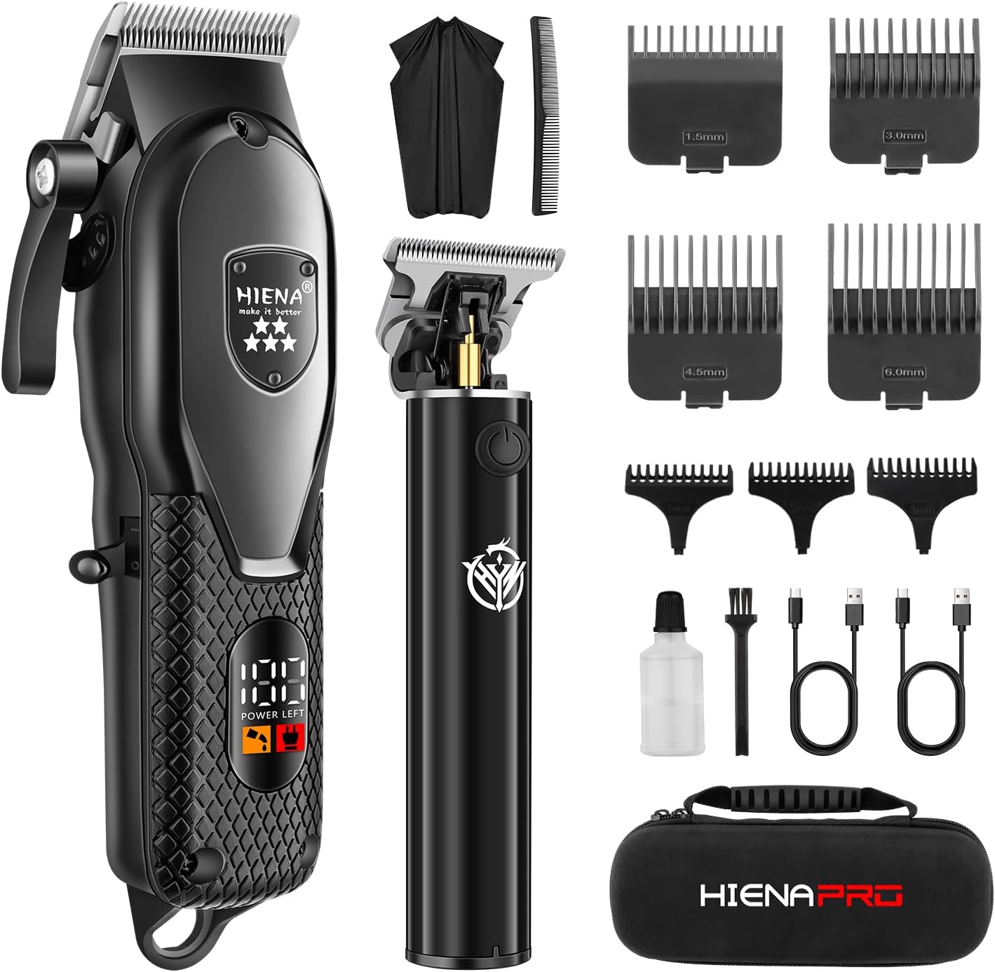 Professional Hair Clippers Set for Men - Cordless Rechargeable Clippers & Trimmers Kit with LED Display | Perfect Barber Haircut Gift