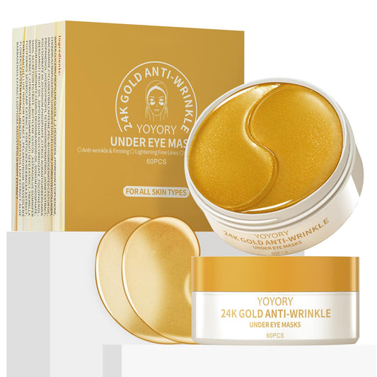 YOYORY Under Eye Patches for Dark Circles & Puffy Eyes-60 Hydrogel Eye Mask Patches with Caffeine, Collagen, Hyaluronic Acid- Anti Wrinkle Smile Line Patches, Self Care Gifts for Women,Rose Gold