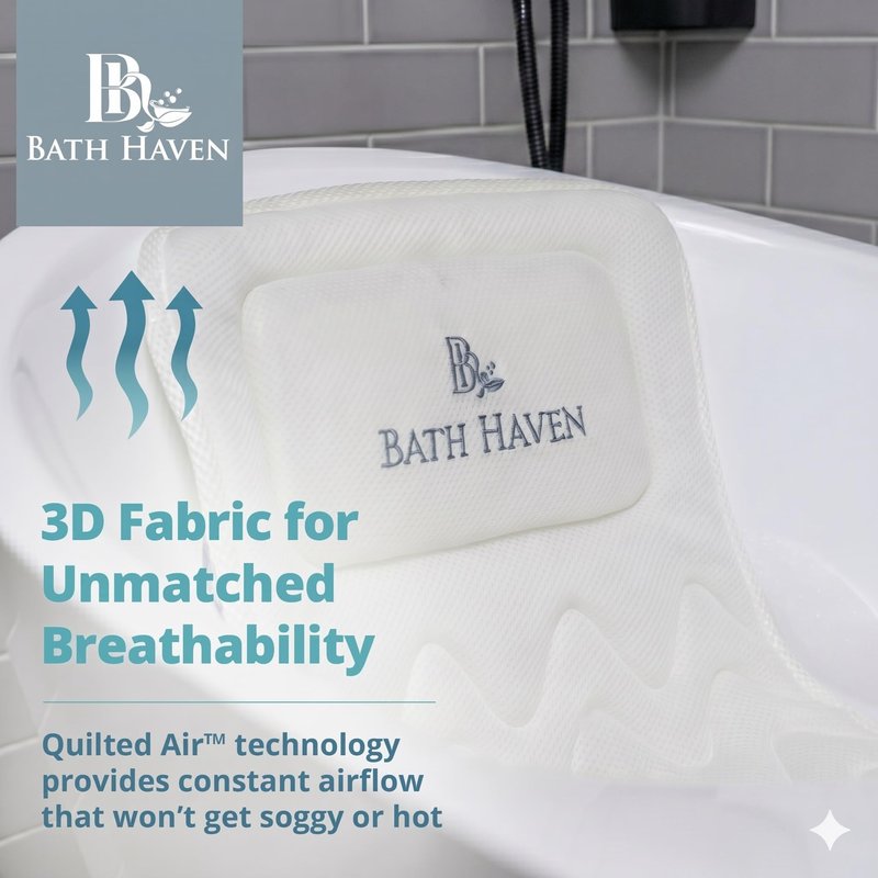 Bath Pillow for Tub, Full Body Bathtub Pillow and Mat for Head, Neck and Back Support, Relaxing Spa Cushion Head Rest and Mat for Tub Jacuzzi, Luxury Bathtub Accessories for Women and Men Quick Drying