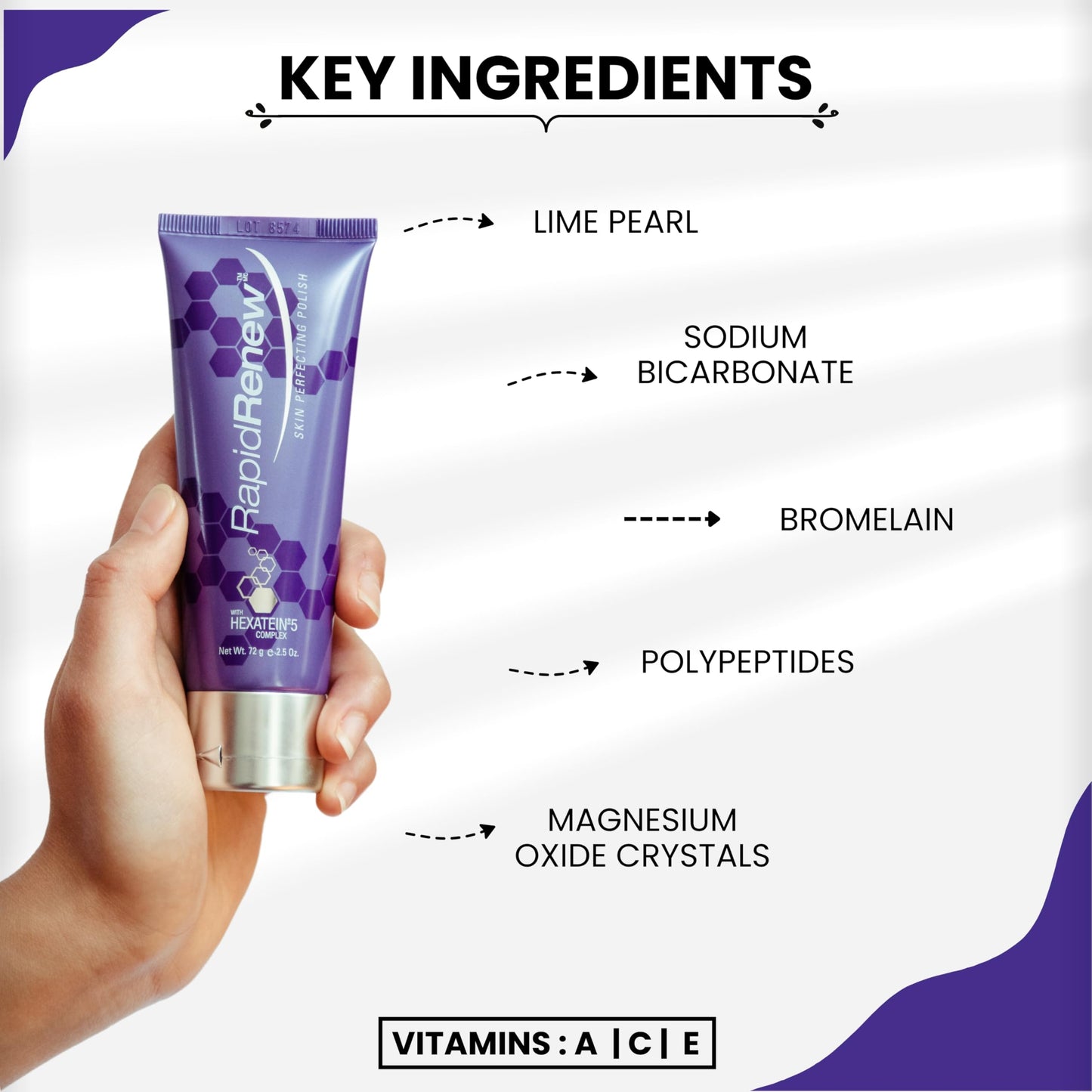 RapidRenew Skin Perfecting Polish – Exfoliating Face Wash and Facial Scrub with Vitamin C, Hexatein 5 Complex – Face Exfoliator for Women & Men, Pore Minimizer – 2.5 fl oz