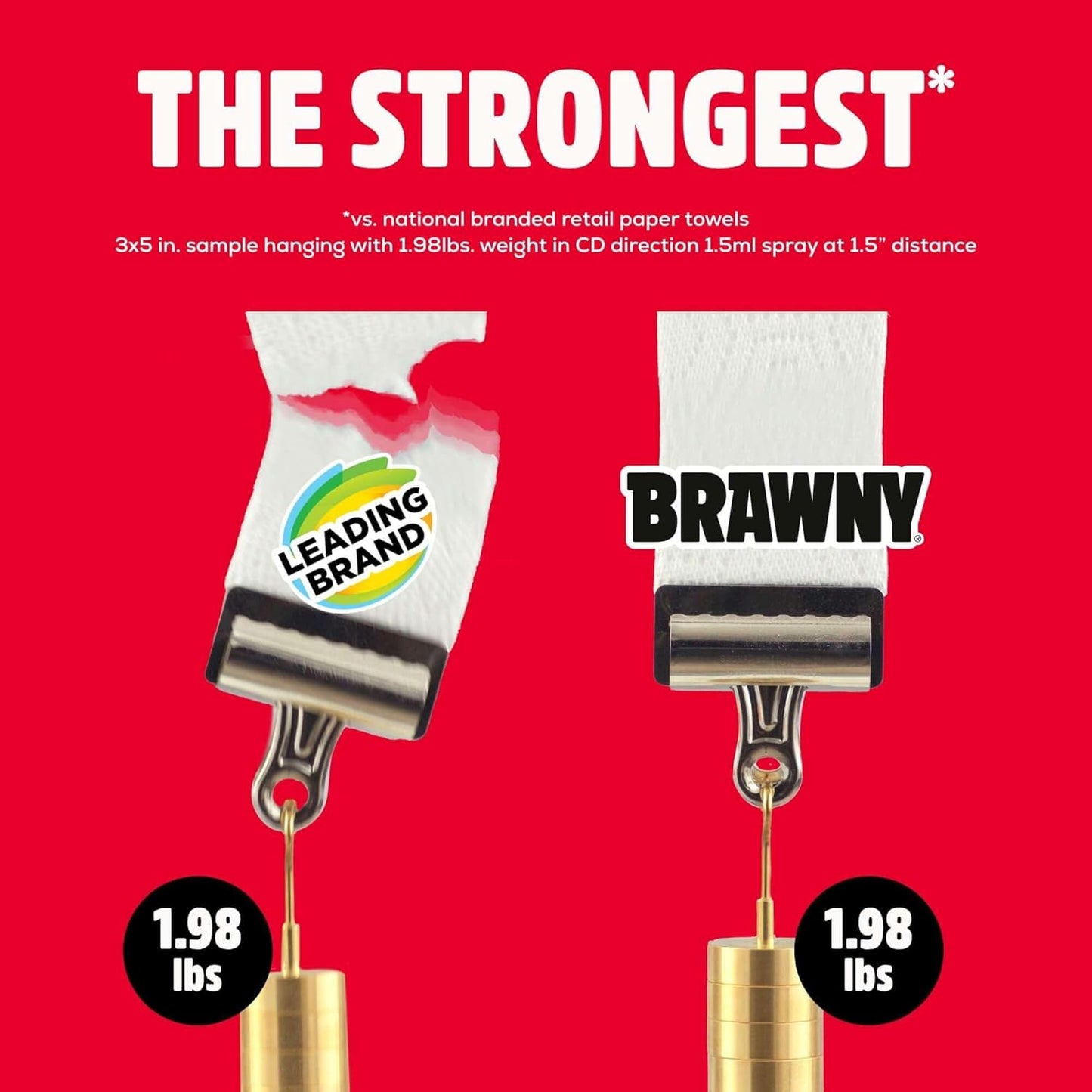 Brawny Paper Towels - 3-Ply Tear-A-Square, Strong & Absorbent | 6 Double Rolls (12 Regular Rolls)
