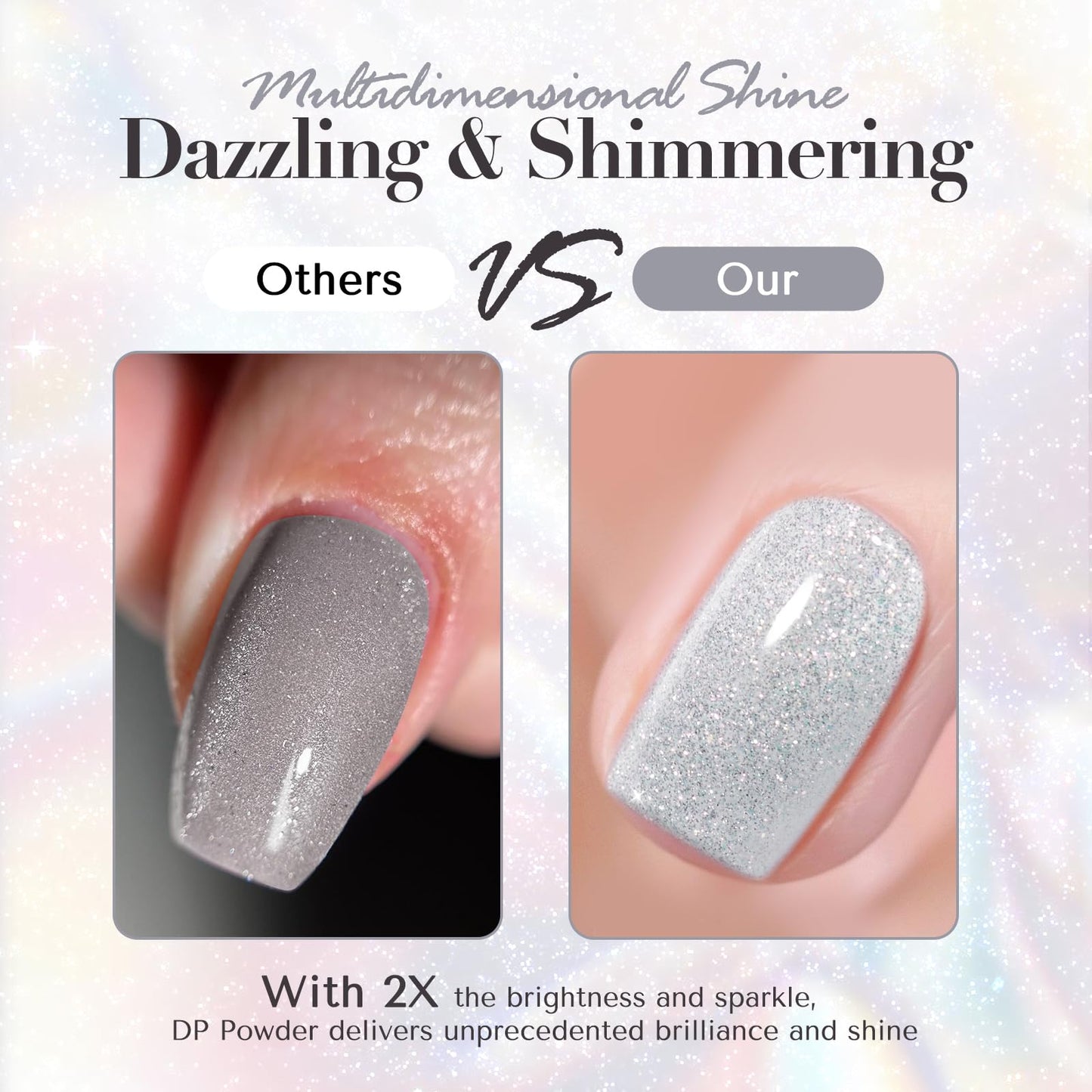 AZUREBEAUTY Grey Glitter Nail Dip Powder Colors 28g/1oz Dipping Powder 2X Shining French Art Starter Manicure Beginner DIY Salon Home Gift Long Lasting Dip Nail Powder