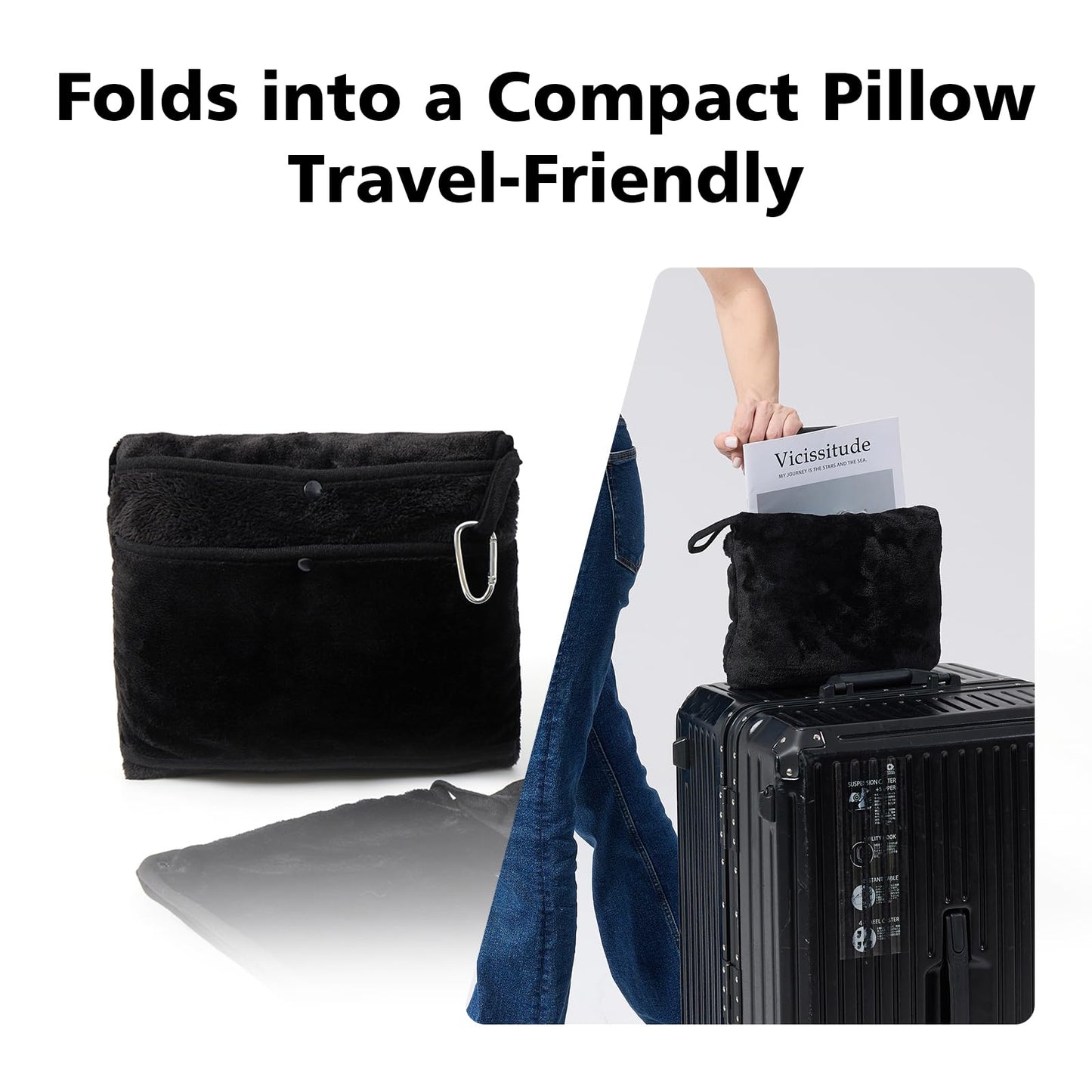 SHINEDOOR Travel Blanket, Black