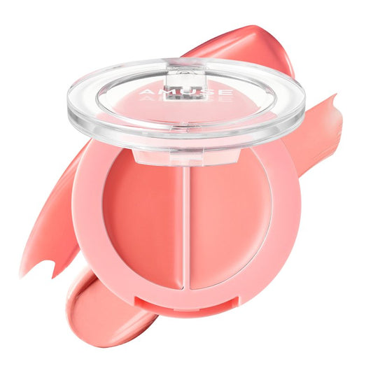 AMUSE SEOUL Lip and Cheek Healthy Balm (01 BOKSOONGA) - Multiuse Buildable Cream & Balm Blush, Glossy Creamy Texture, Natural Flush, 2 Colors, Lightweight, Vegan, Korean Beauty Makeup