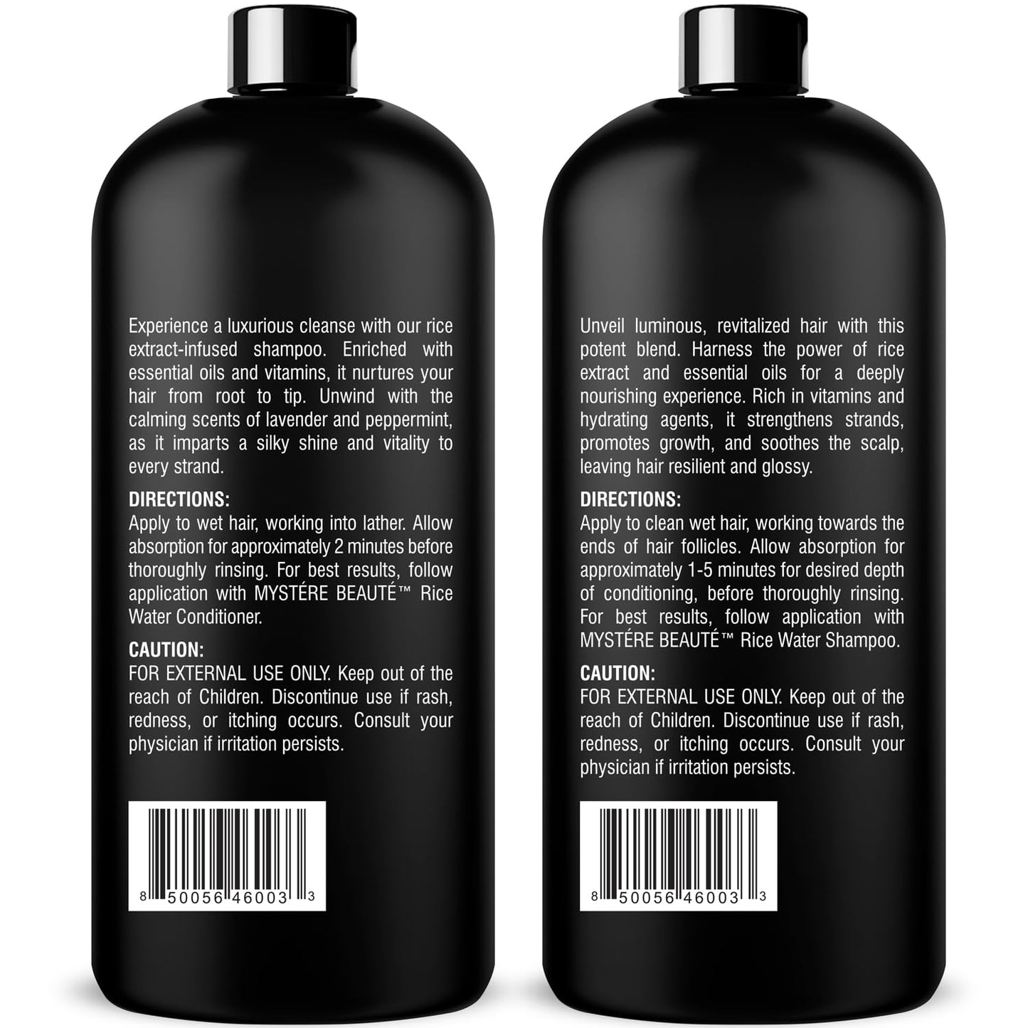 Rice Water Shampoo and Conditioner Set, Sulfate Free - 16 fl oz Each
