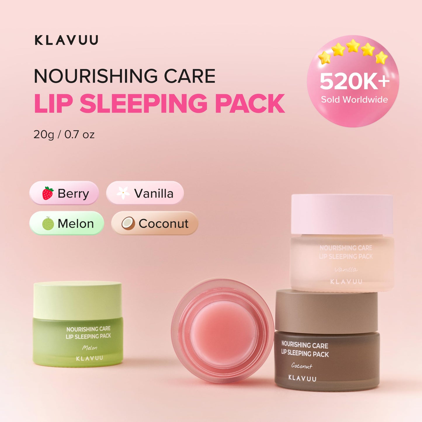 Klavuu Lip Mask Set (2PCS) – Overnight Deep Hydrating Korean Lip Balm Treatment for Very Dry, Chapped Lips | Lip Lightening & Plumping with Instant Hydration | Gentle Exfoliating (Vanilla + Vanilla)