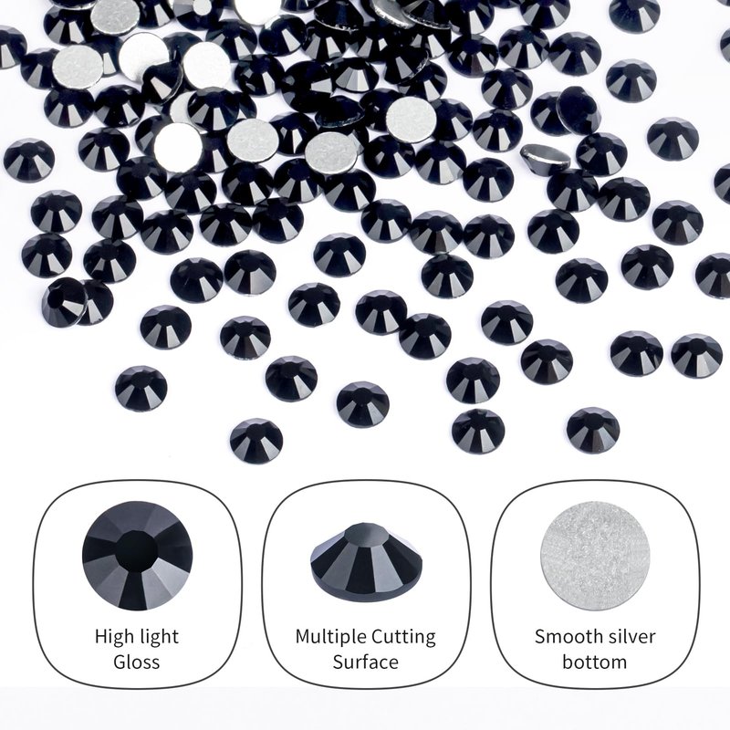 10000PCS Black Rhinestones Bulk, Flat Back Crystal Glass Stone Round Gems,SS20, 4.6-4.8mm