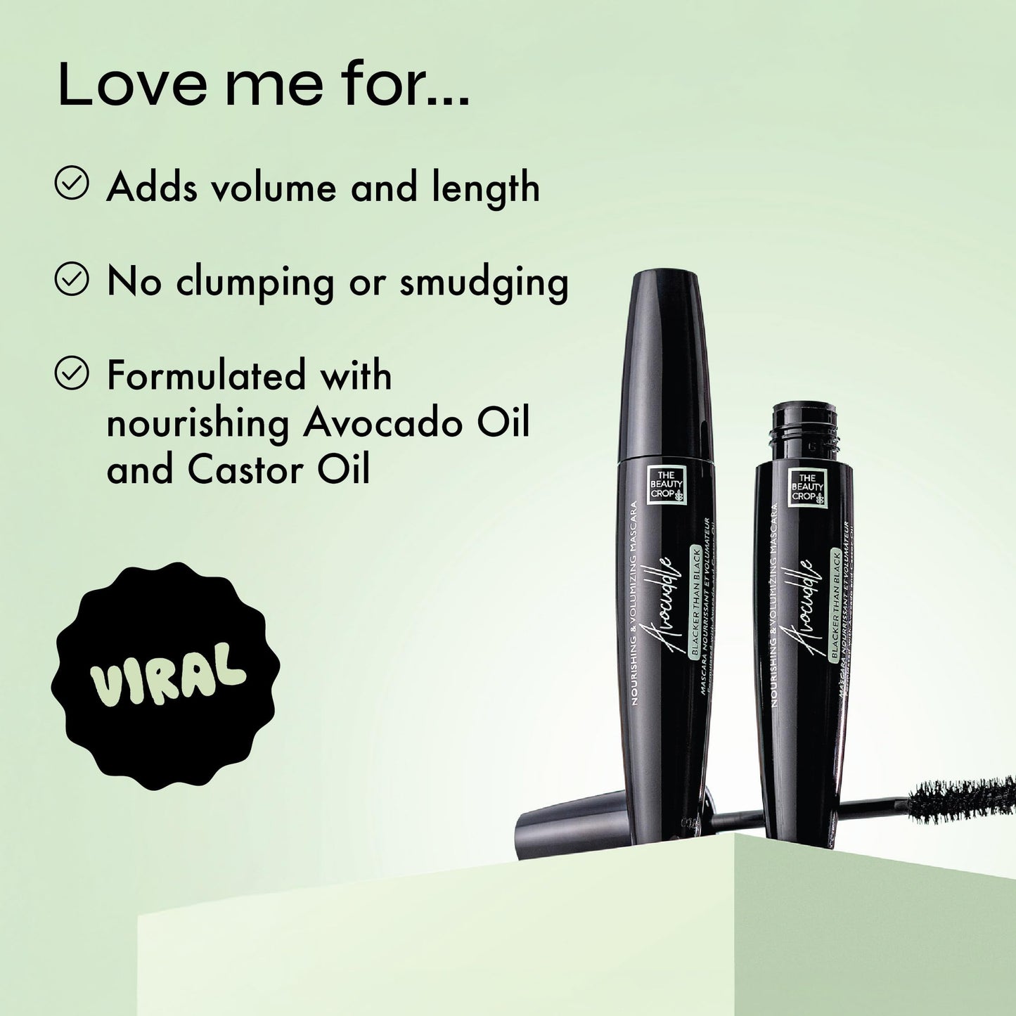 The Beauty Crop Avocuddle Mascara - Blacker Than Black - Volumizing Lash Mascara - 12 ml