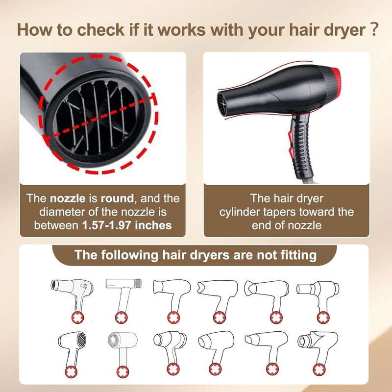 Hair Diffuser for Curly Hair - Professional Frizz-Free Blow Dry Attachment | 1.57"-2" Nozzle, Black